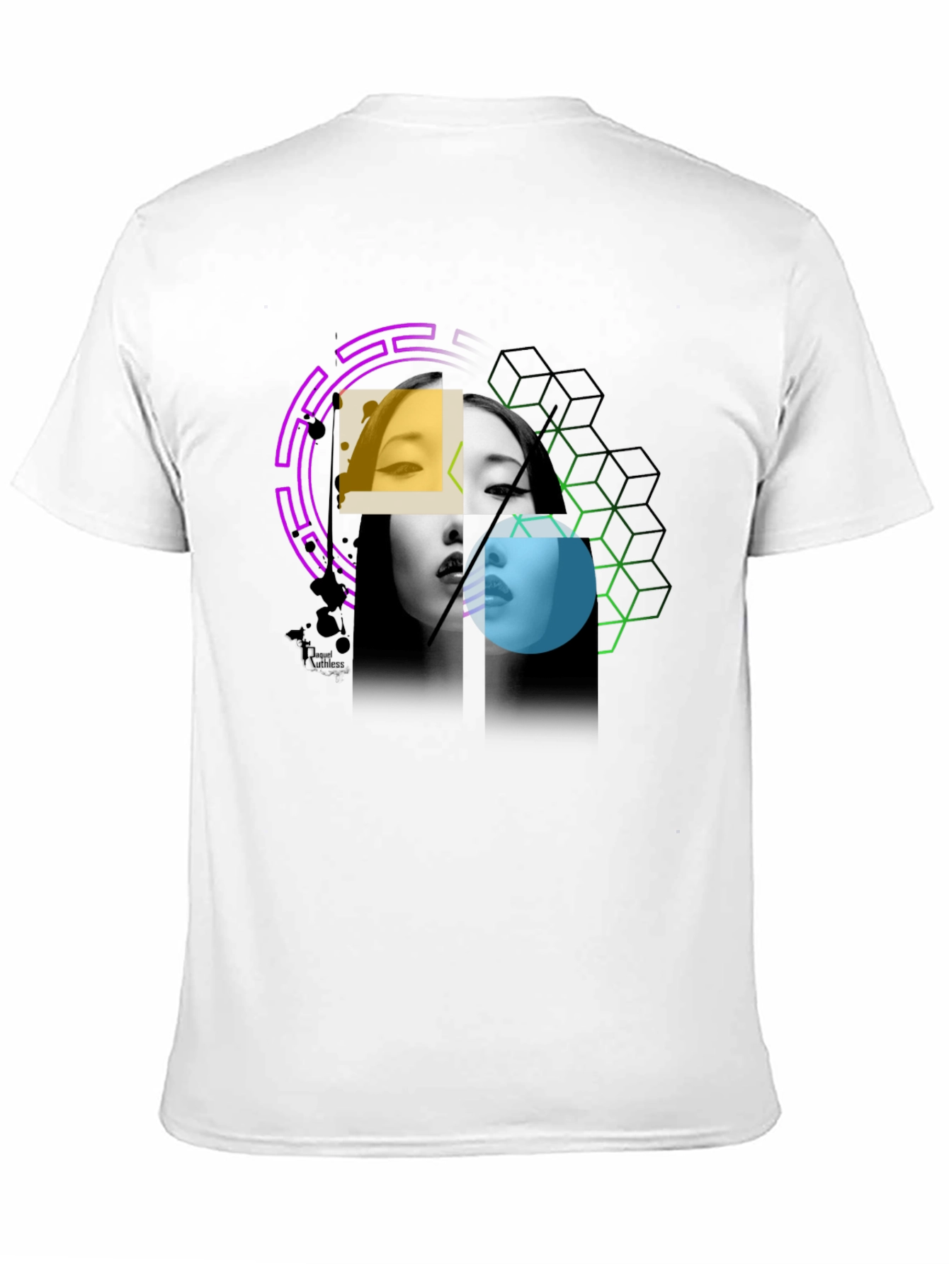 Abstract Woman Portrait Graphic Print Black Tee