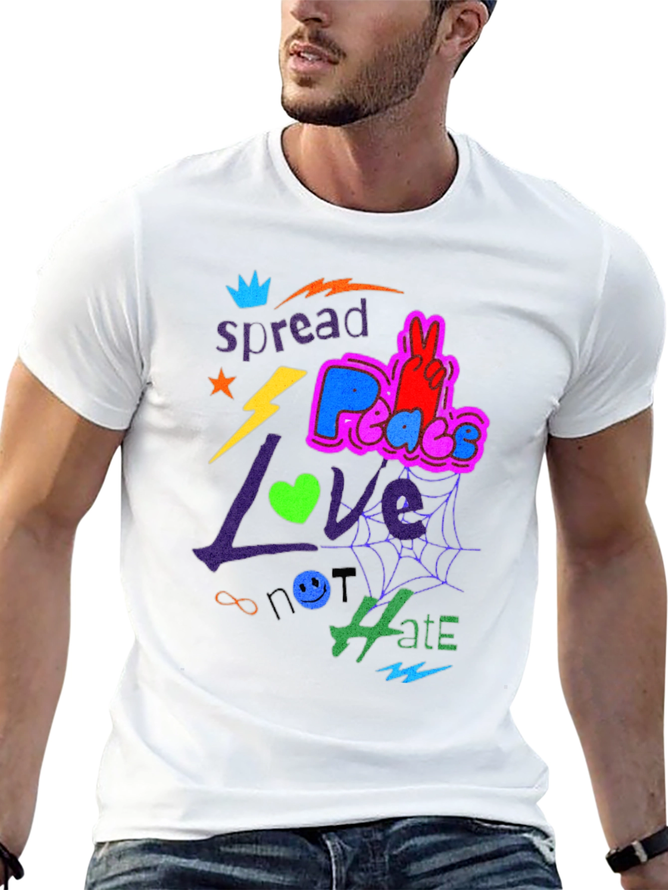 Spread Love Peace Not Hate Graphic Tee - Black