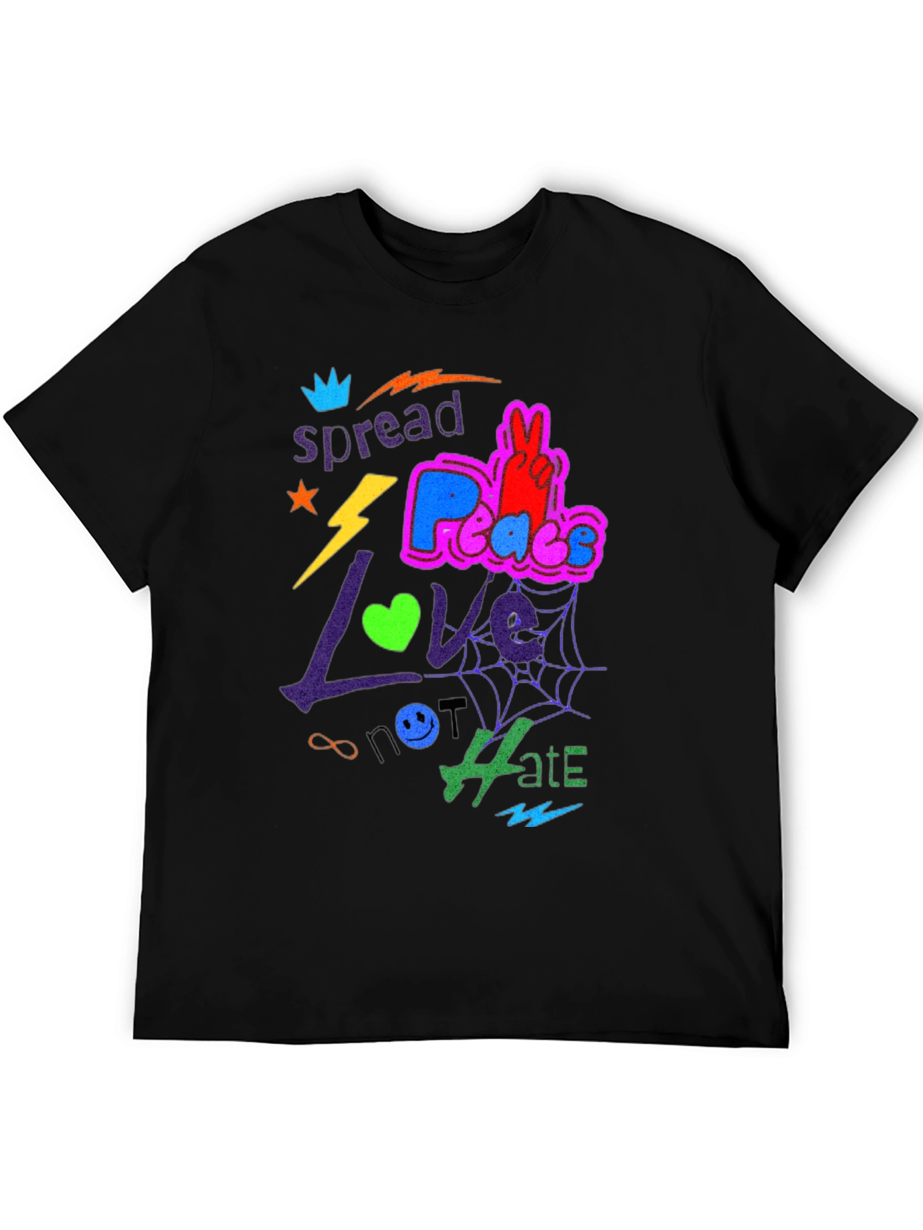 Spread Love Peace Not Hate Graphic Tee - Black