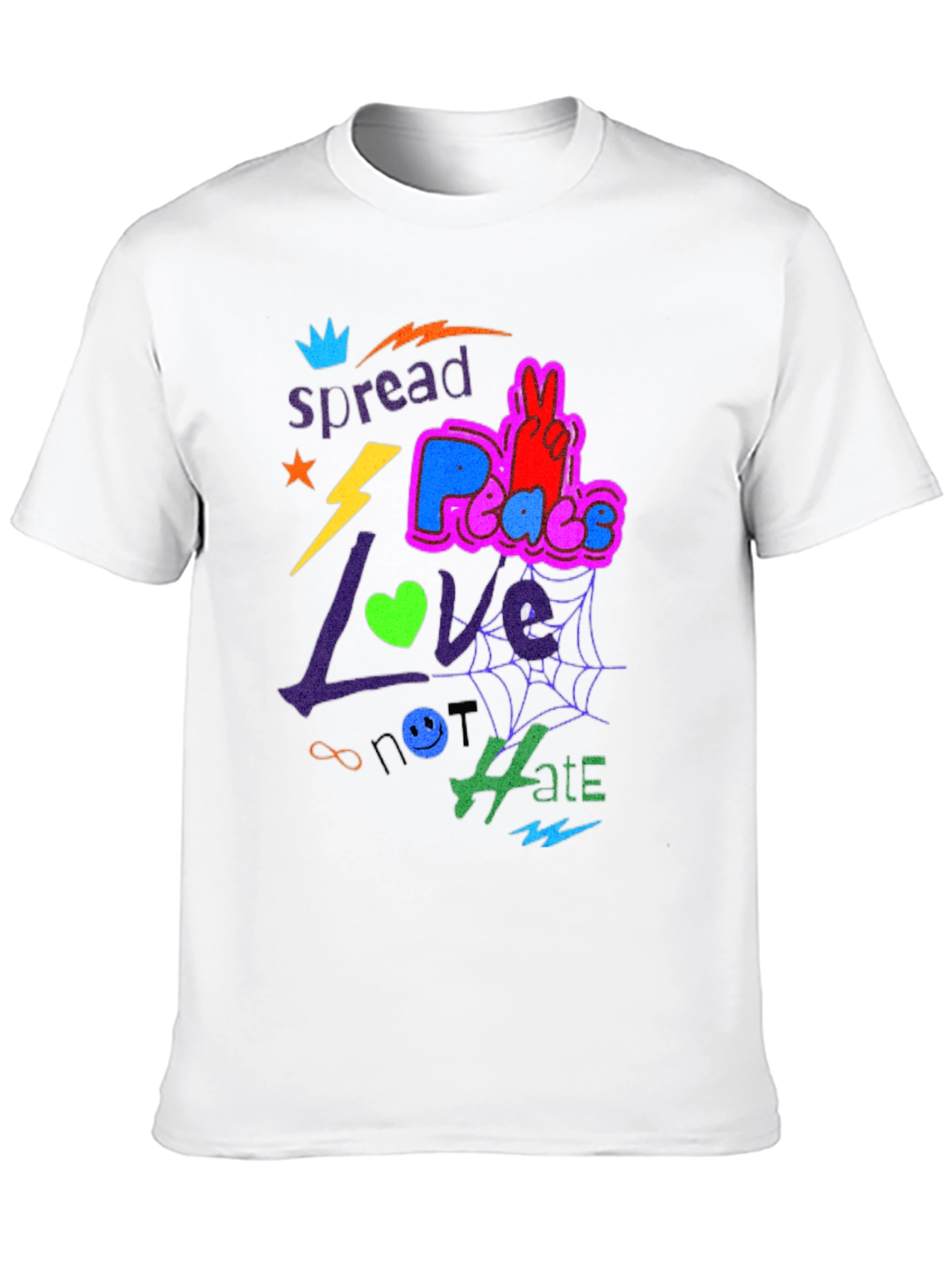 Spread Love Peace Not Hate Graphic Tee - Black