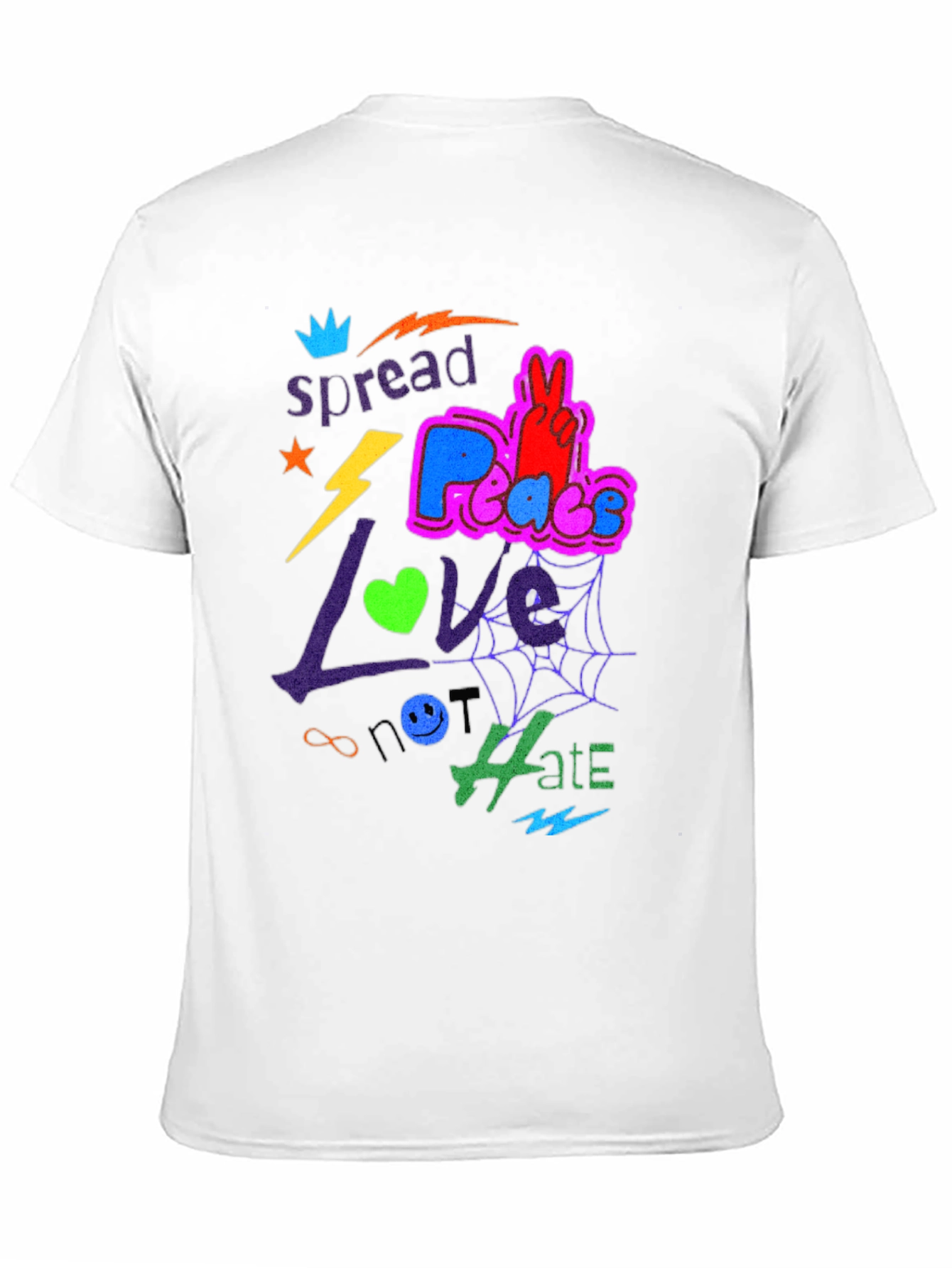 Spread Love Peace Not Hate Graphic Tee - Black