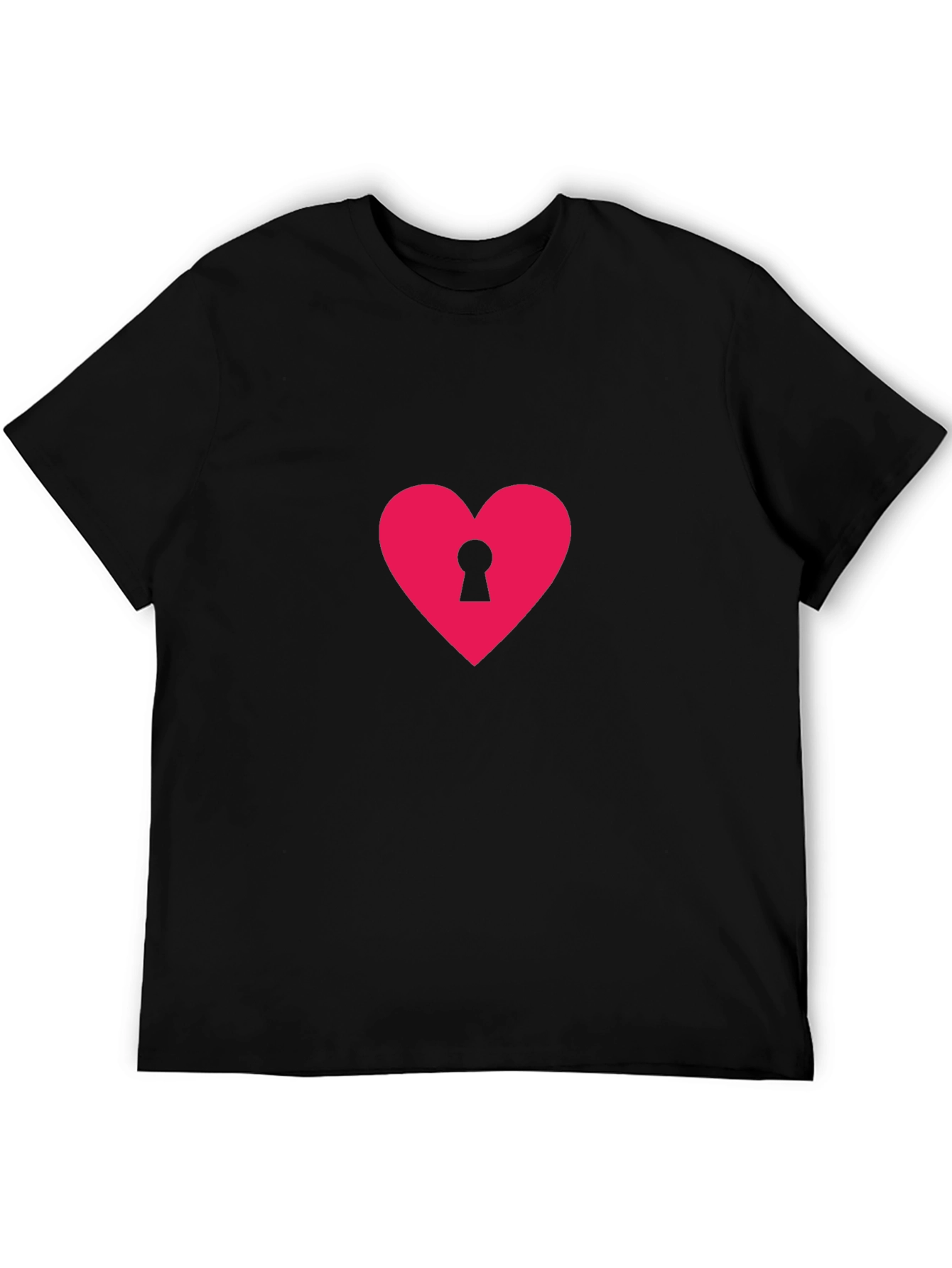 Heart Lock T-Shirt - Black Casual Tee