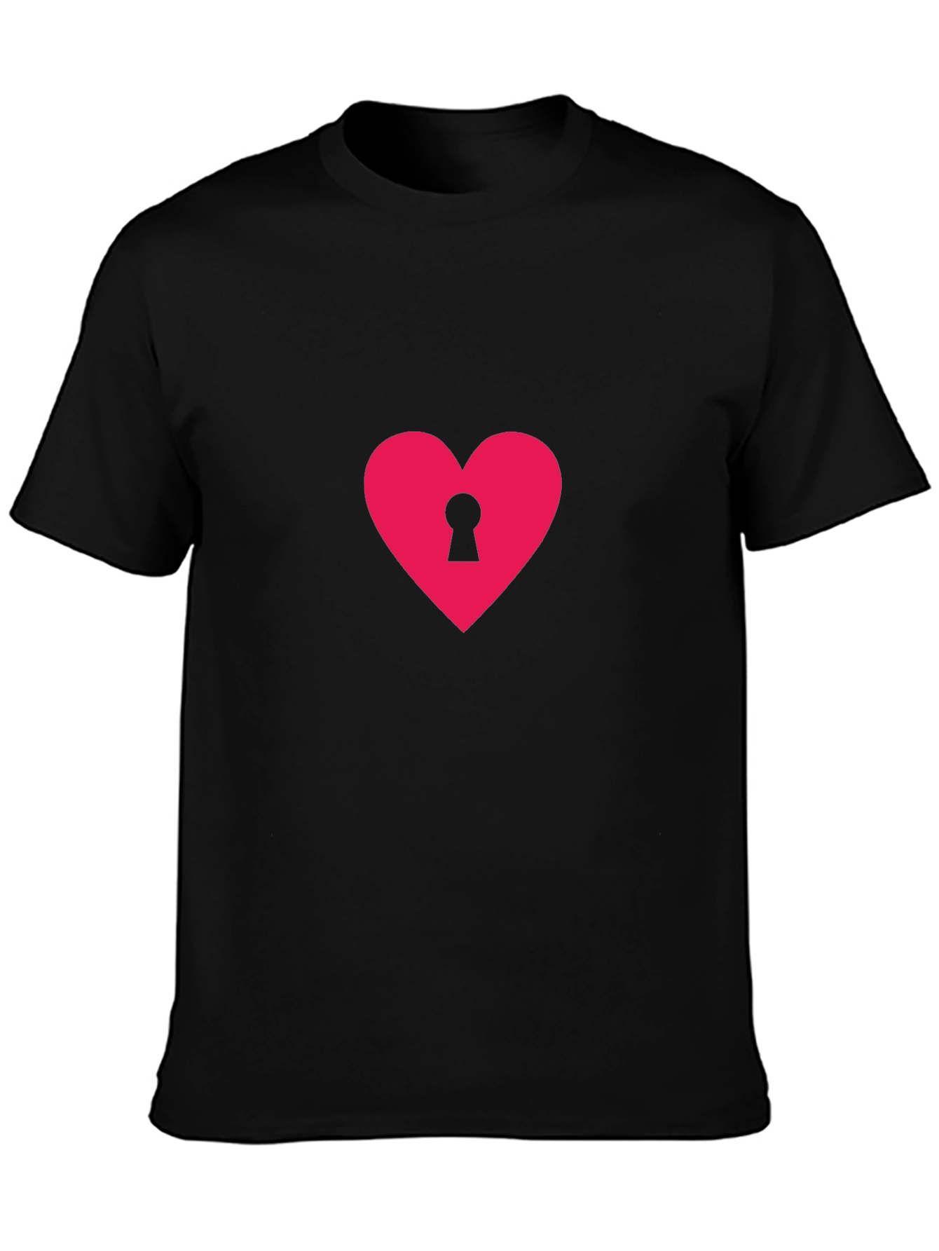 Heart Lock T-Shirt - Black Casual Tee