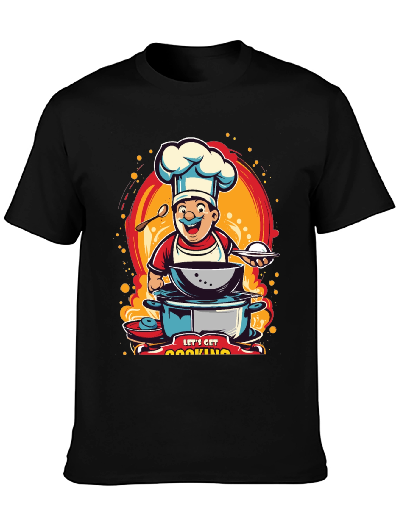 Lets Get Cooking T-Shirt - Chef Cartoon Design