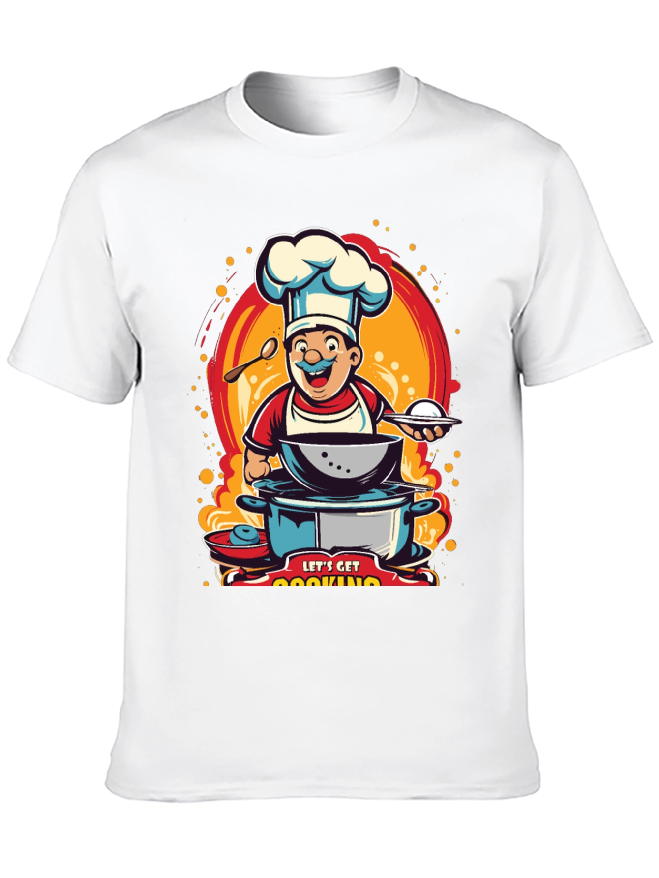 Lets Get Cooking T-Shirt - Chef Cartoon Design