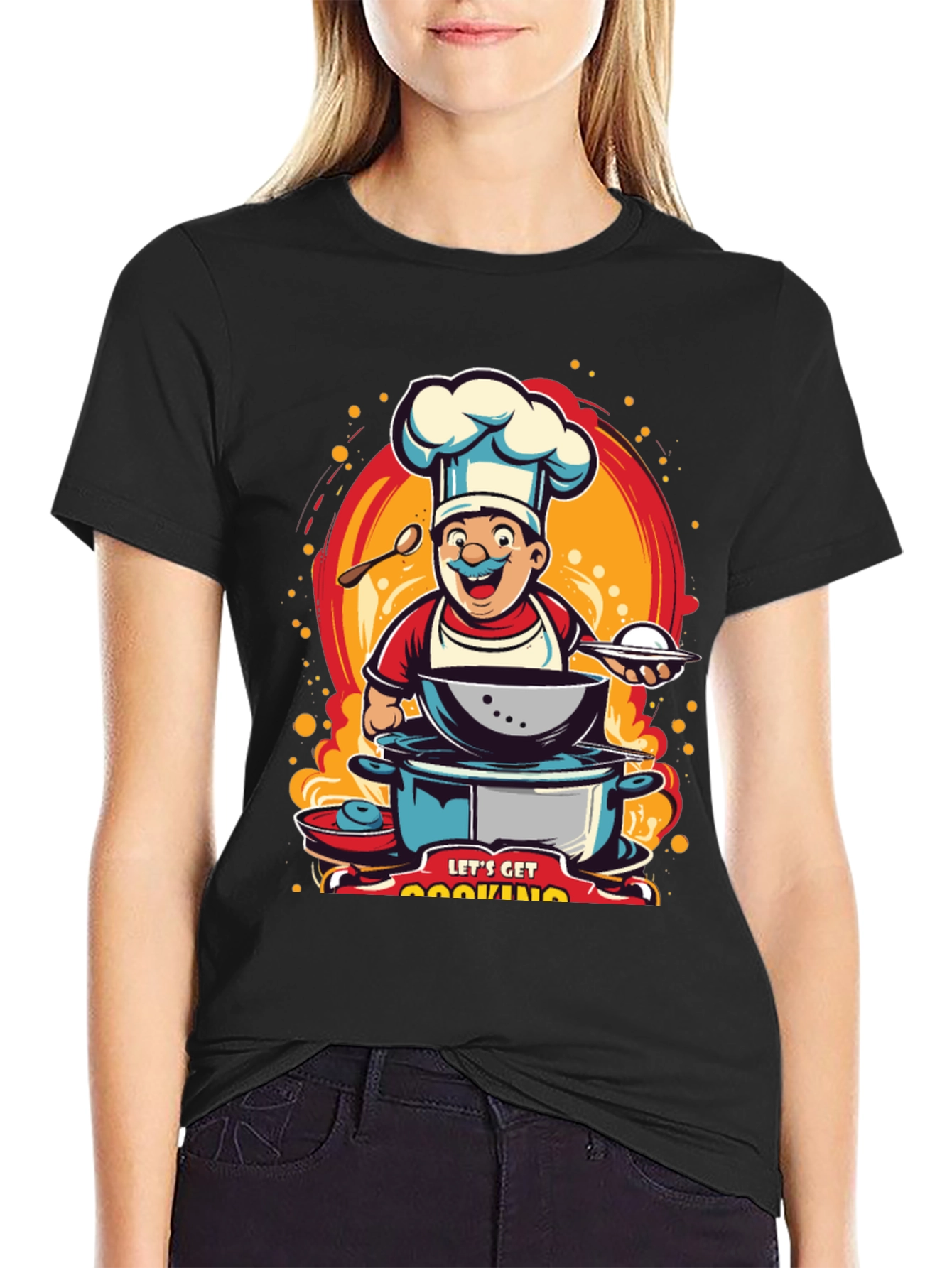 Lets Get Cooking T-Shirt - Chef Cartoon Design