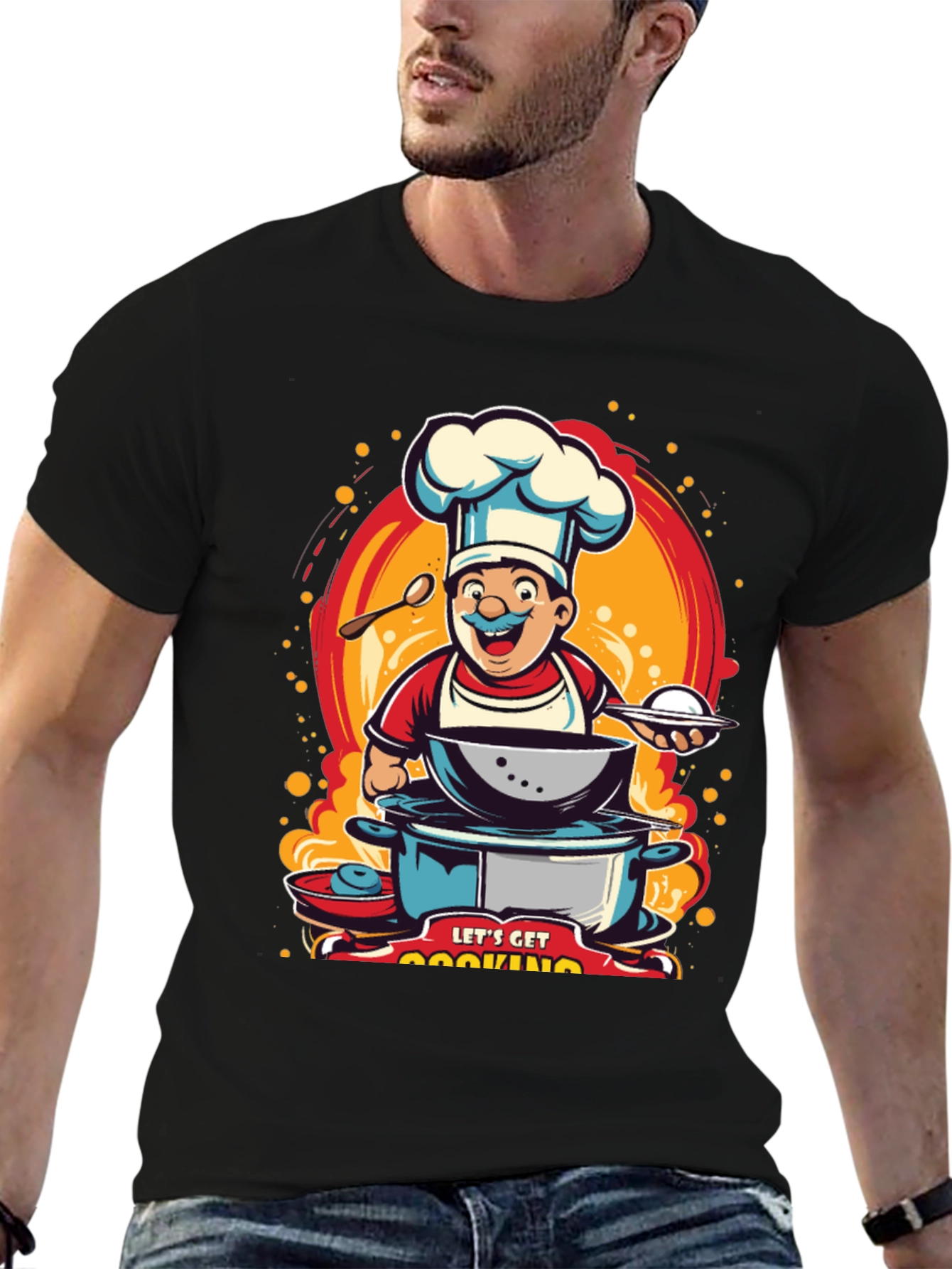 Lets Get Cooking T-Shirt - Chef Cartoon Design