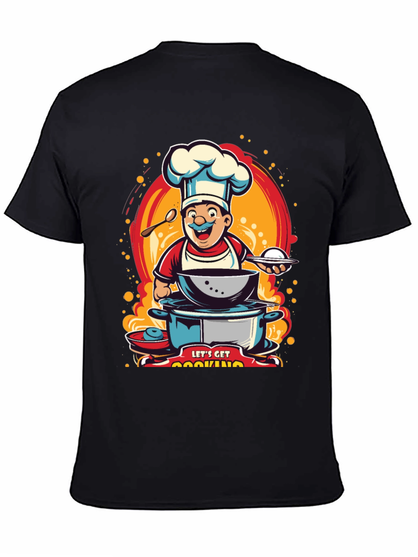 Lets Get Cooking T-Shirt - Chef Cartoon Design