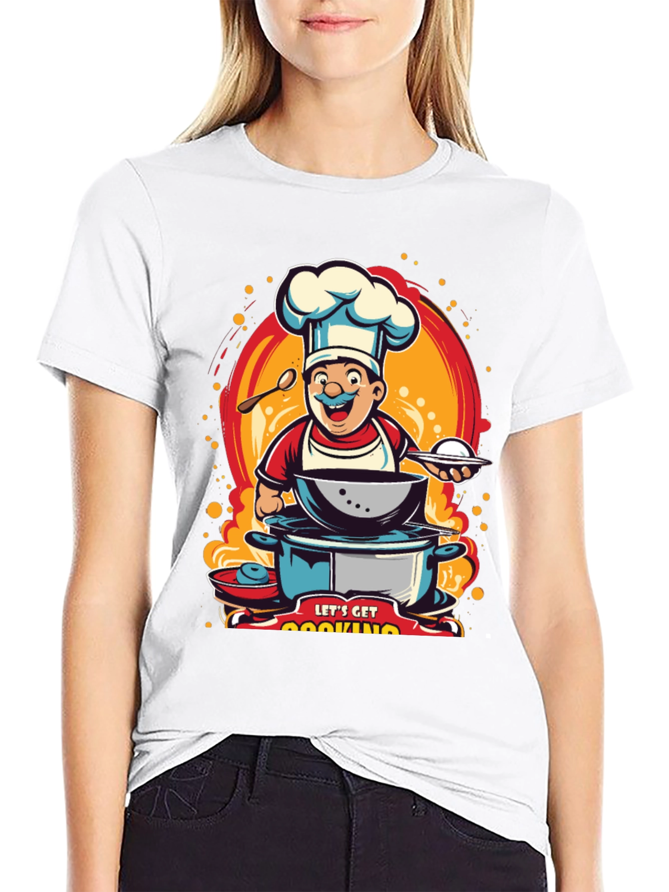 Lets Get Cooking T-Shirt - Chef Cartoon Design