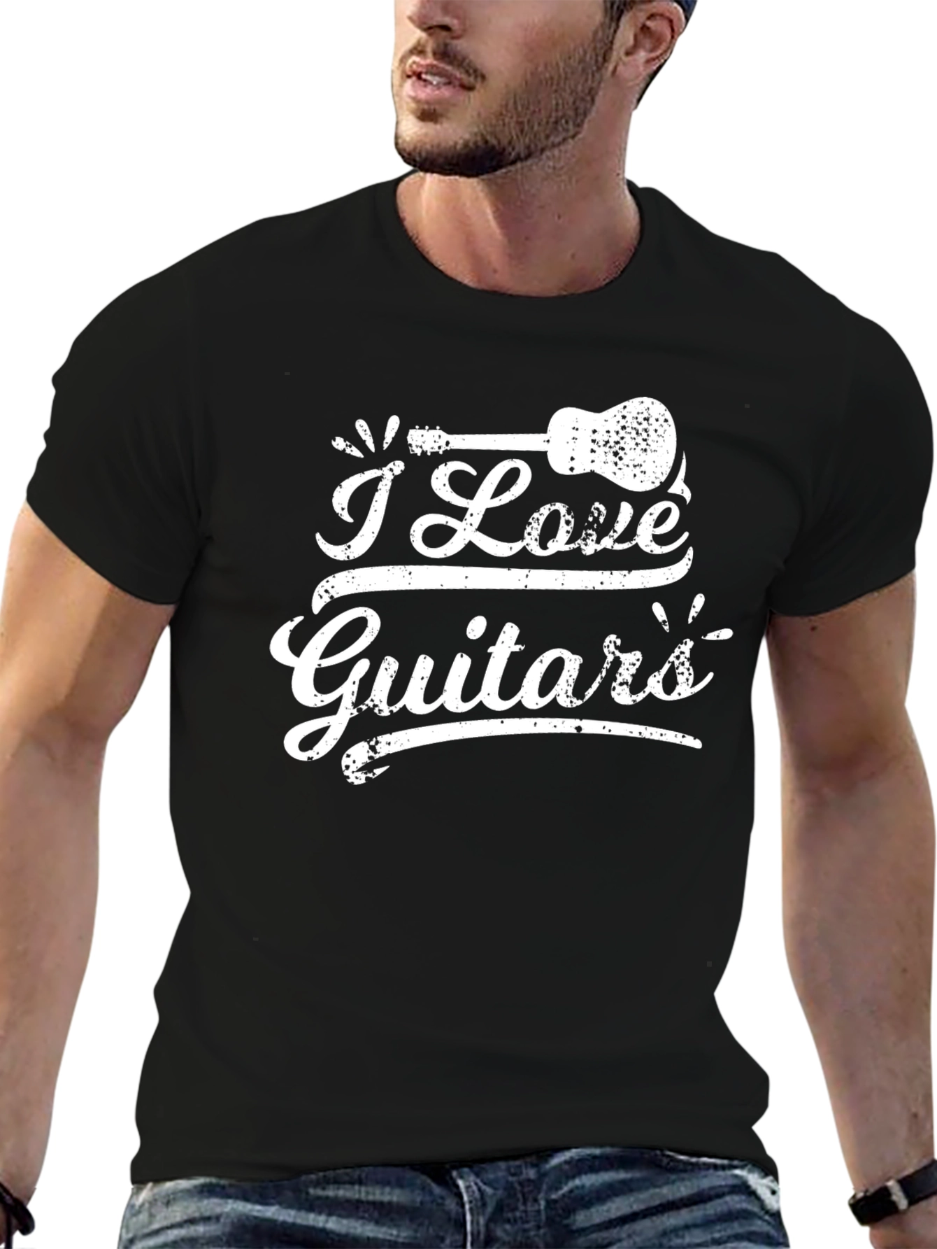 I Love Guitars Black Graphic Tee