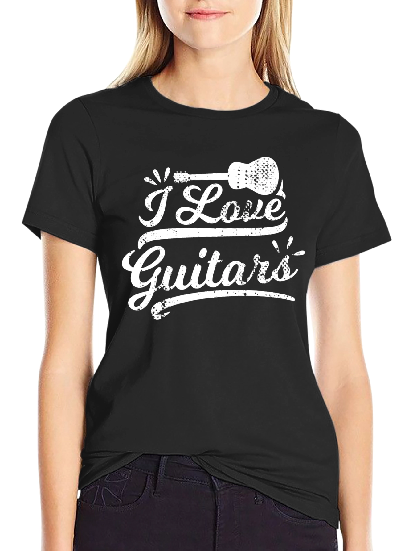 I Love Guitars Black Graphic Tee