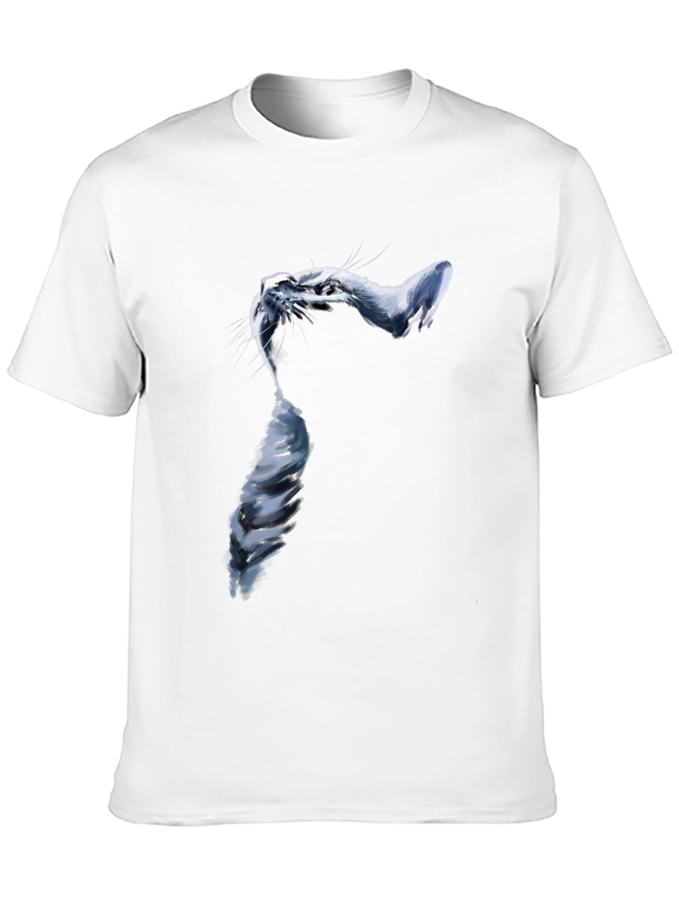 Stylish Cat Graphic Black T-Shirt