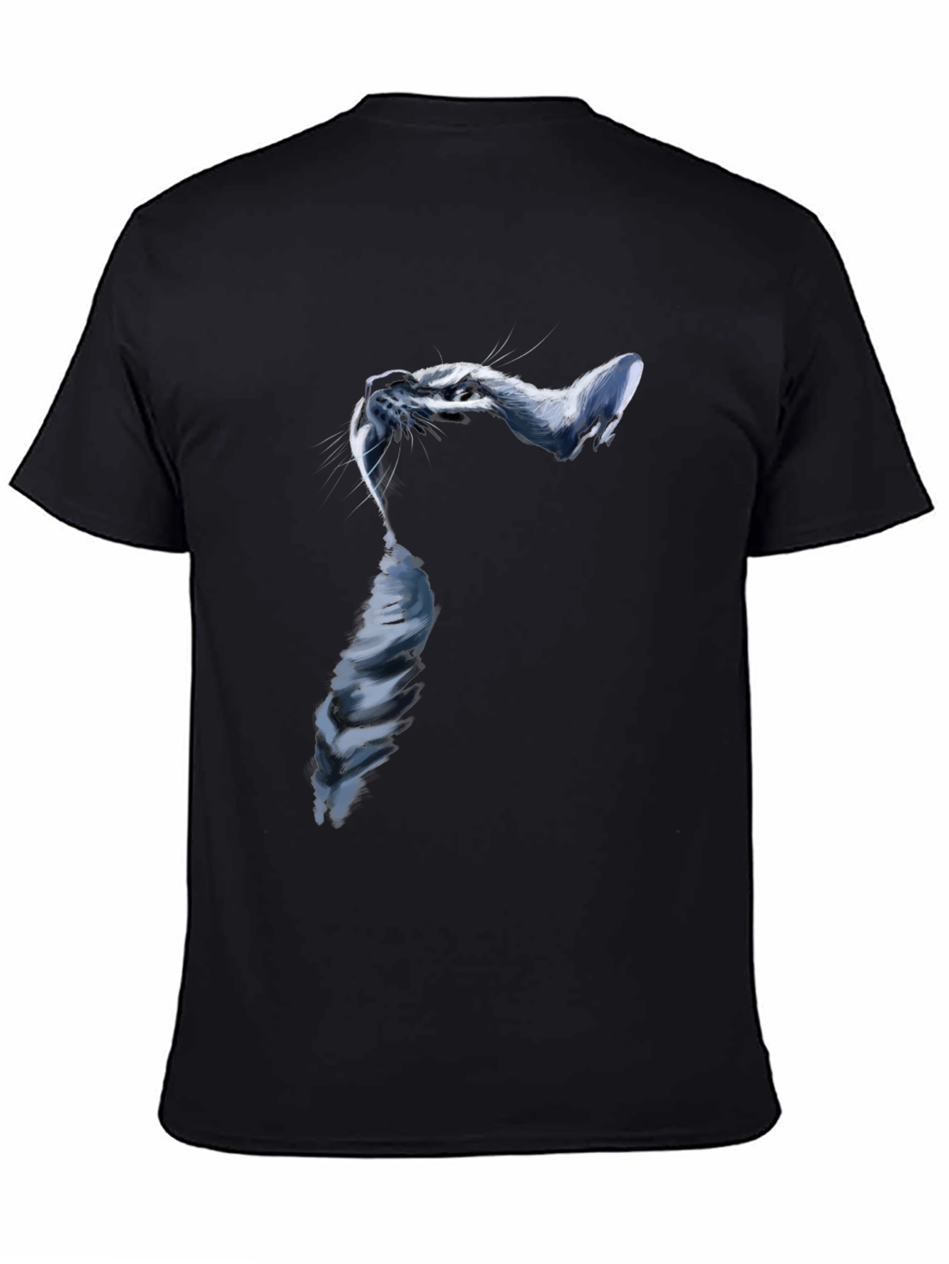 Stylish Cat Graphic Black T-Shirt