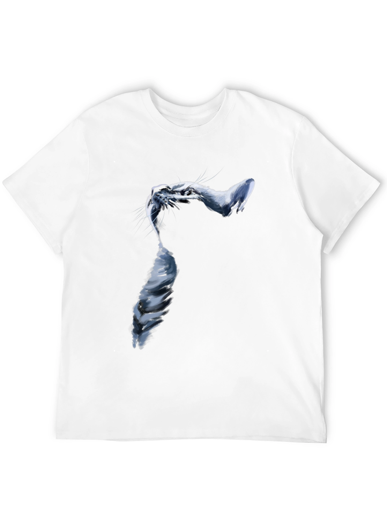 Stylish Cat Graphic Black T-Shirt
