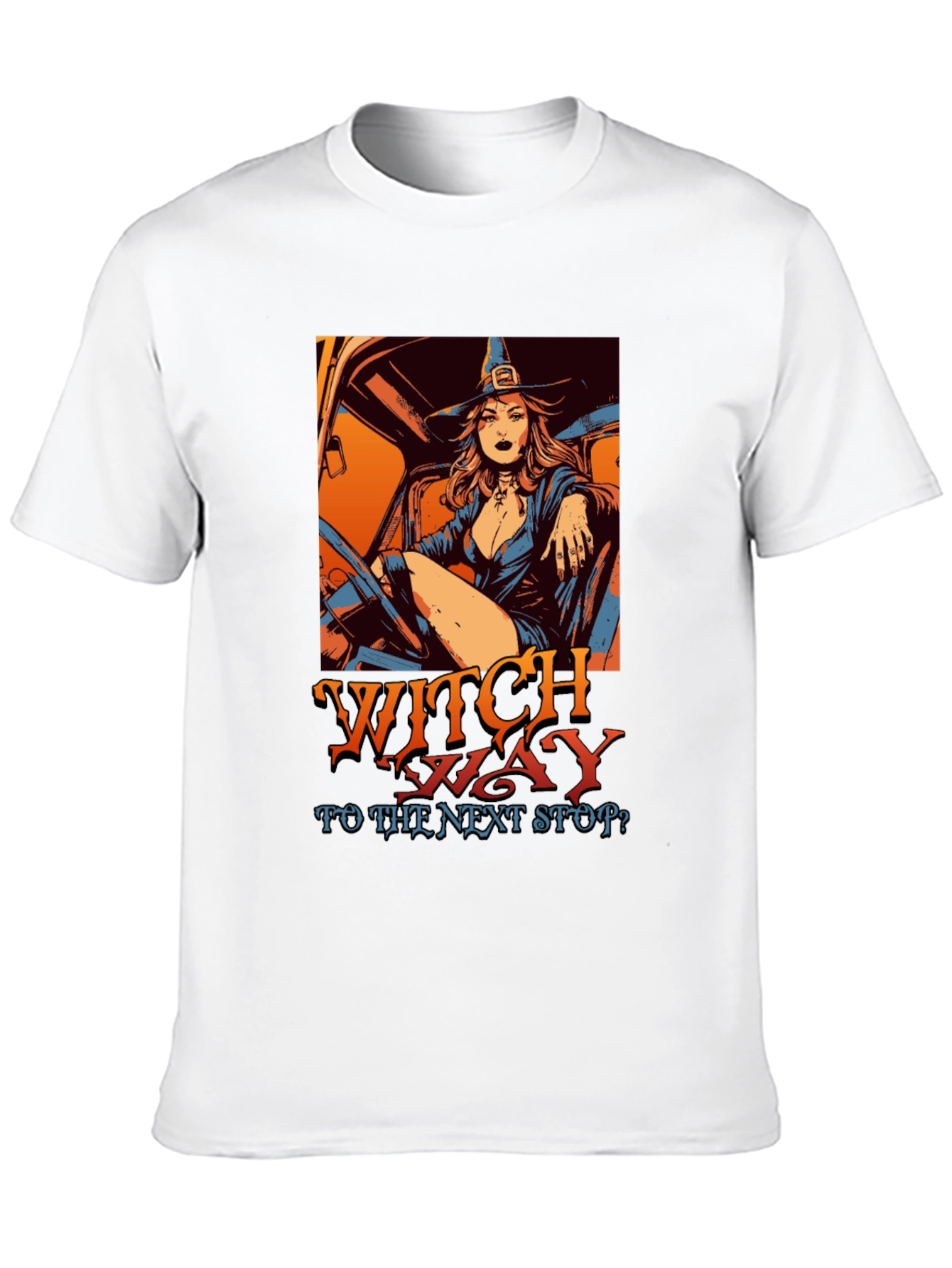 Witch Way T-Shirt - Halloween Trucker Witch