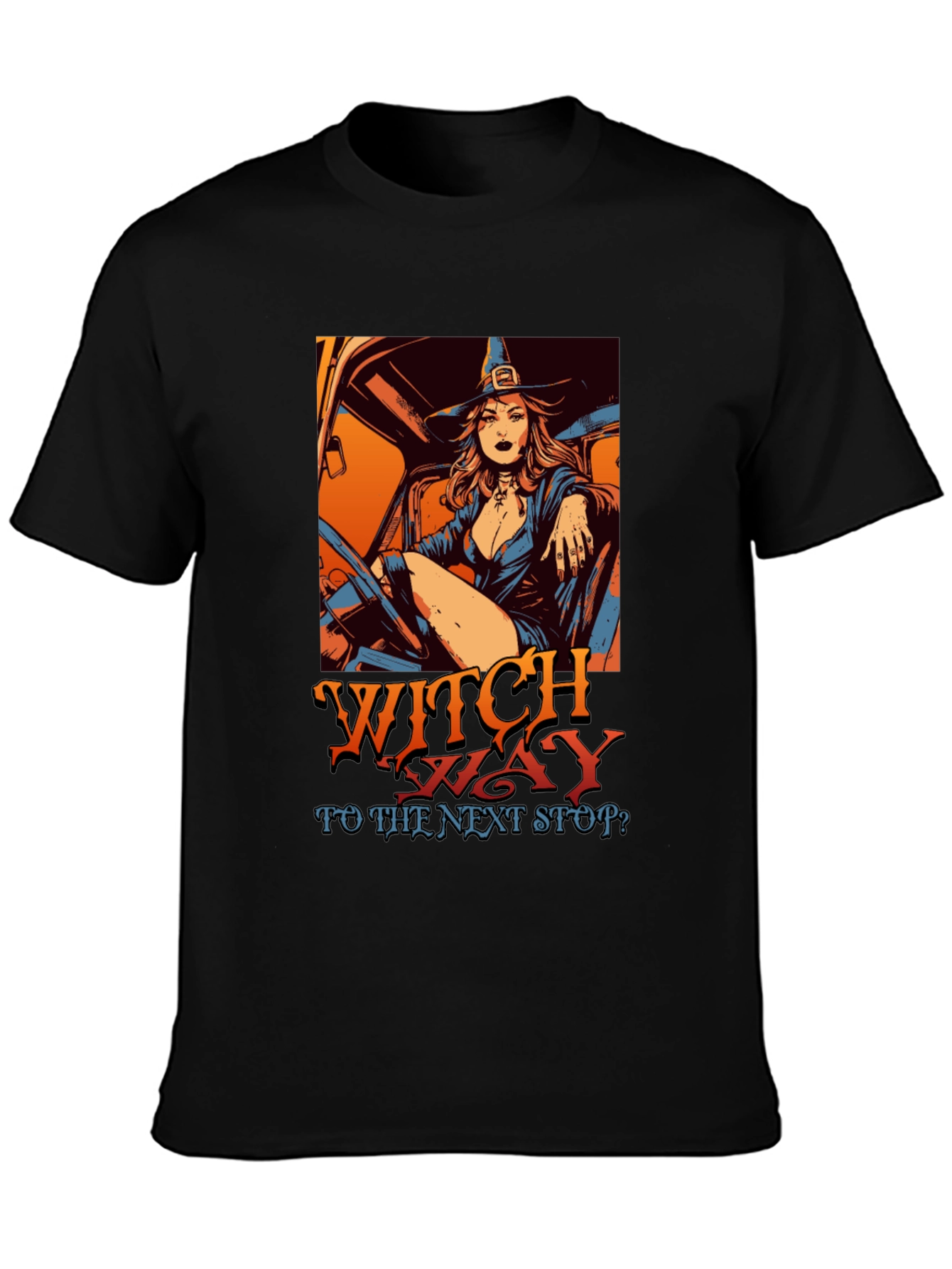 Witch Way T-Shirt - Halloween Trucker Witch