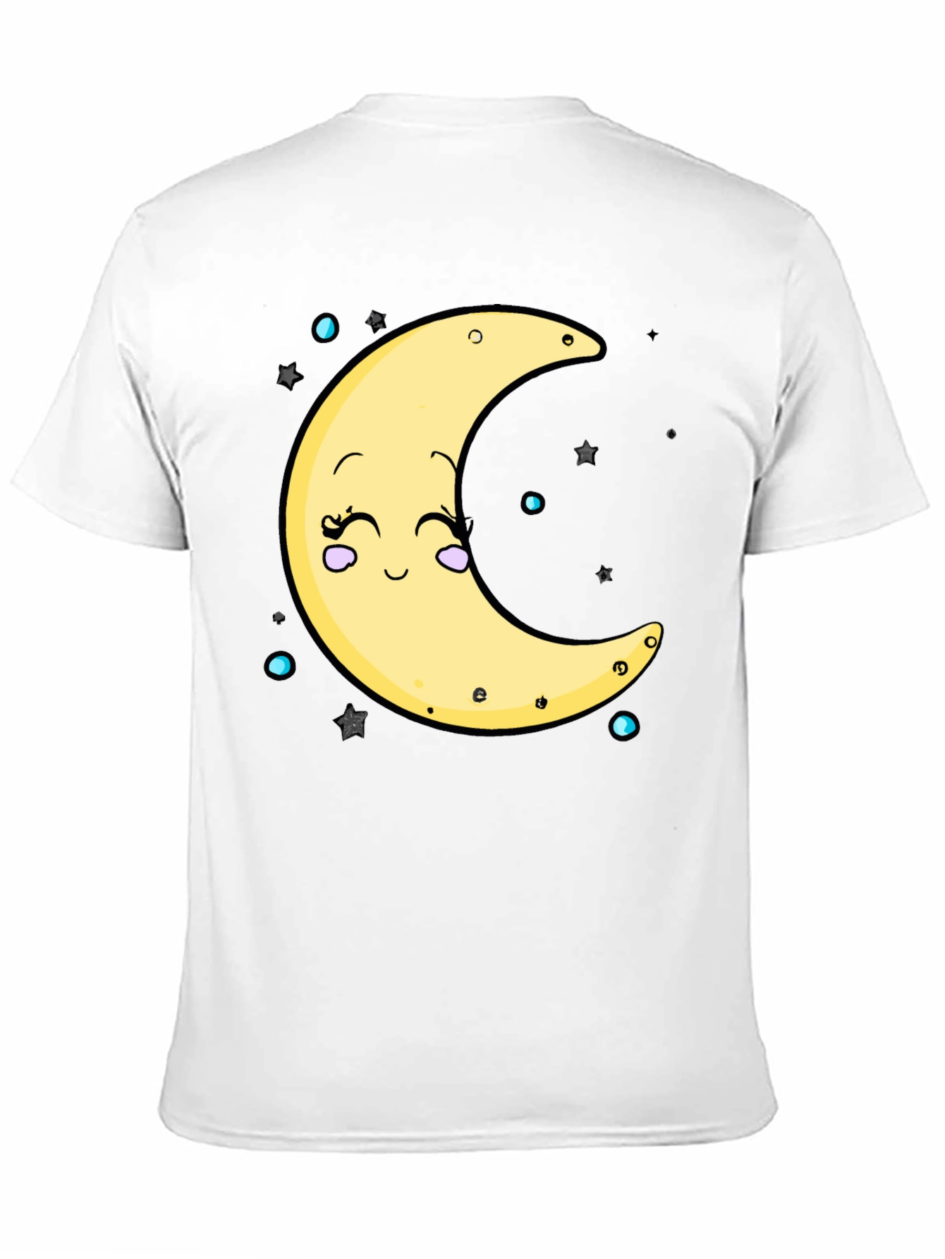 Cute Moon Graphic T-Shirt - Black Cotton Blend