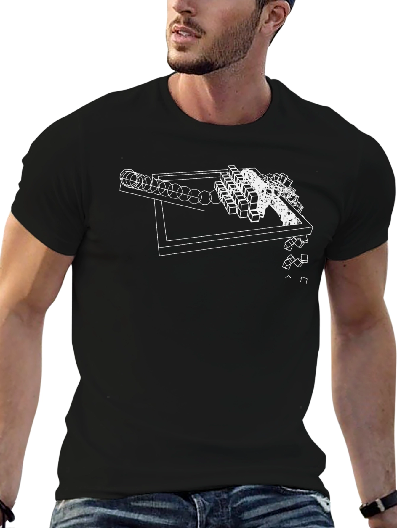 Geometric Design Black Graphic Tee