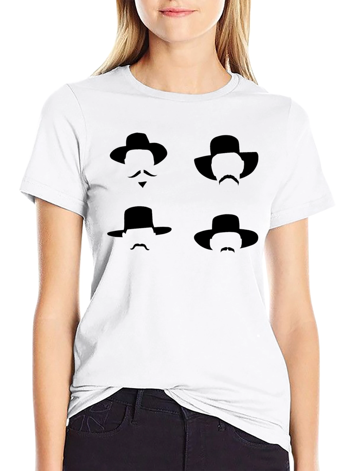 Silhouette Hat & Mustache Graphic Tee