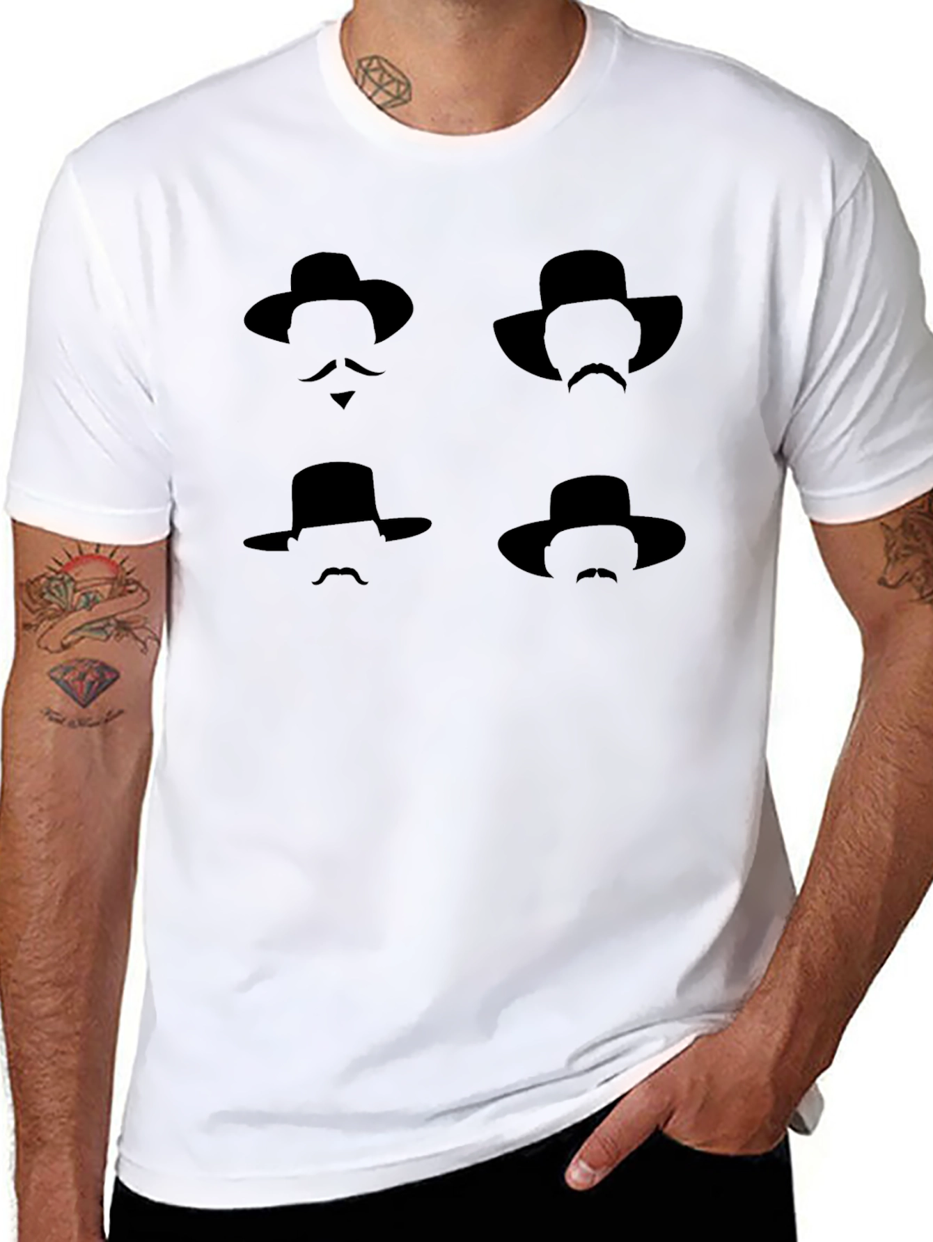 Silhouette Hat & Mustache Graphic Tee