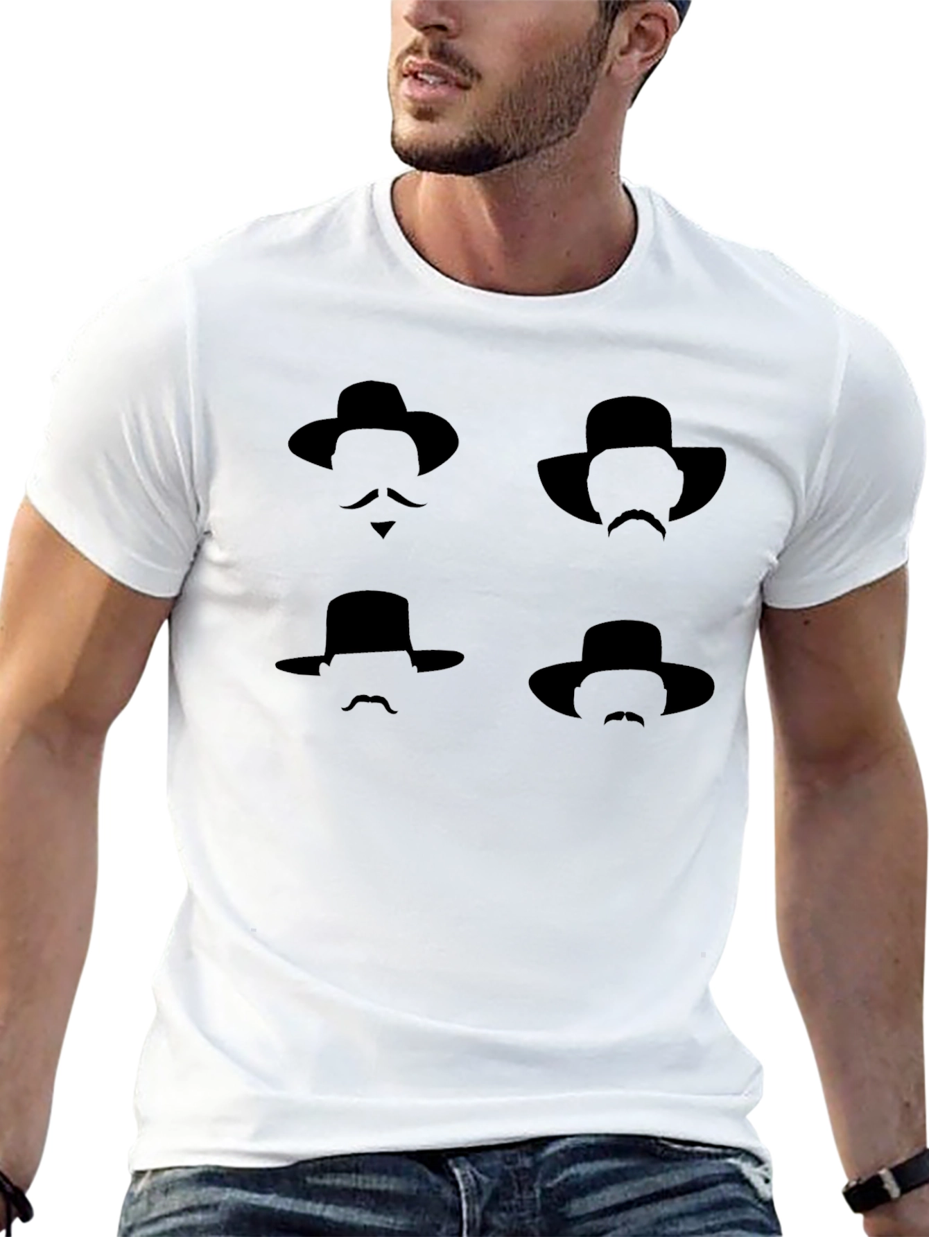 Silhouette Hat & Mustache Graphic Tee
