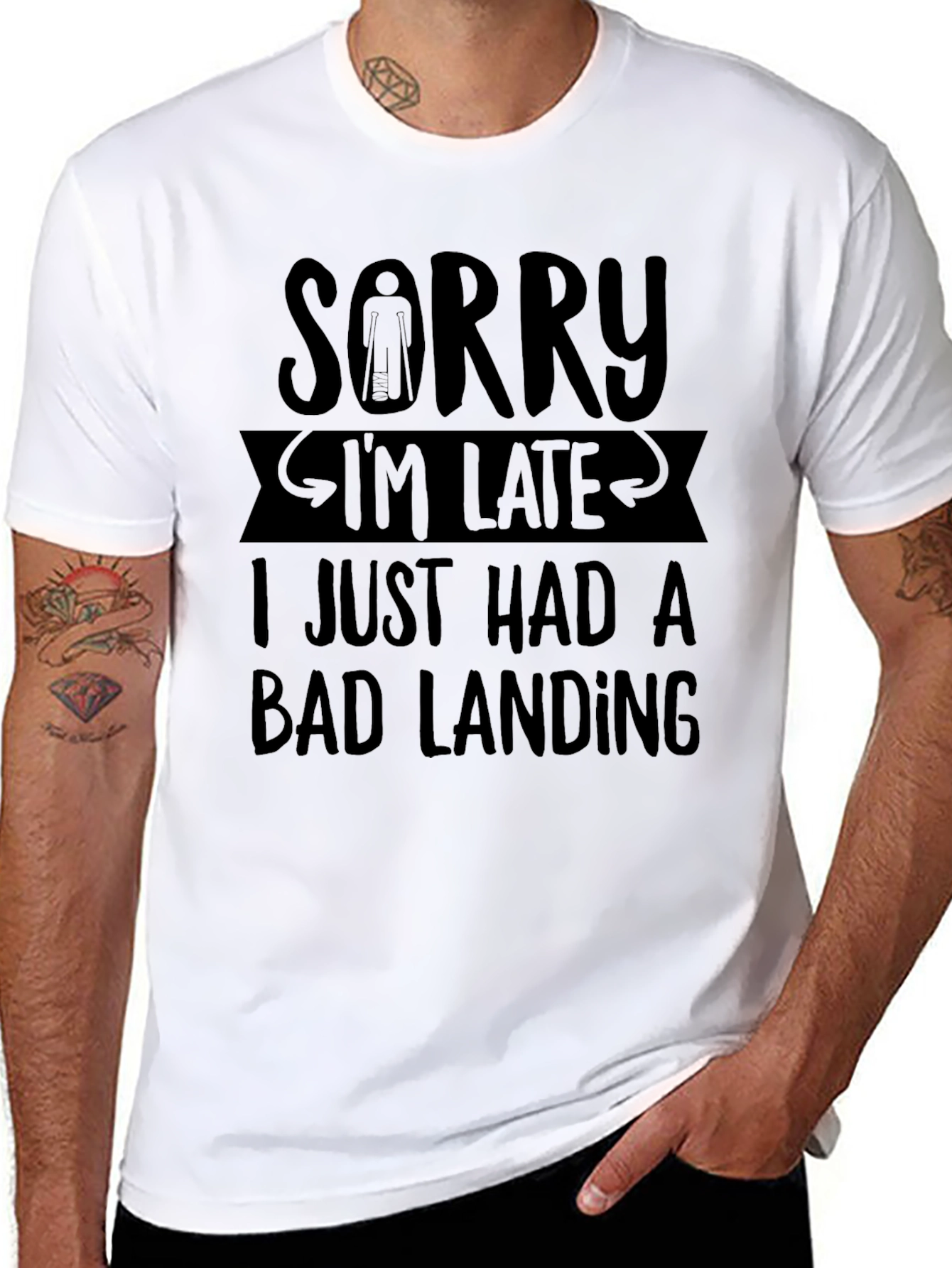 Sorry Im Late Bad Landing T-Shirt