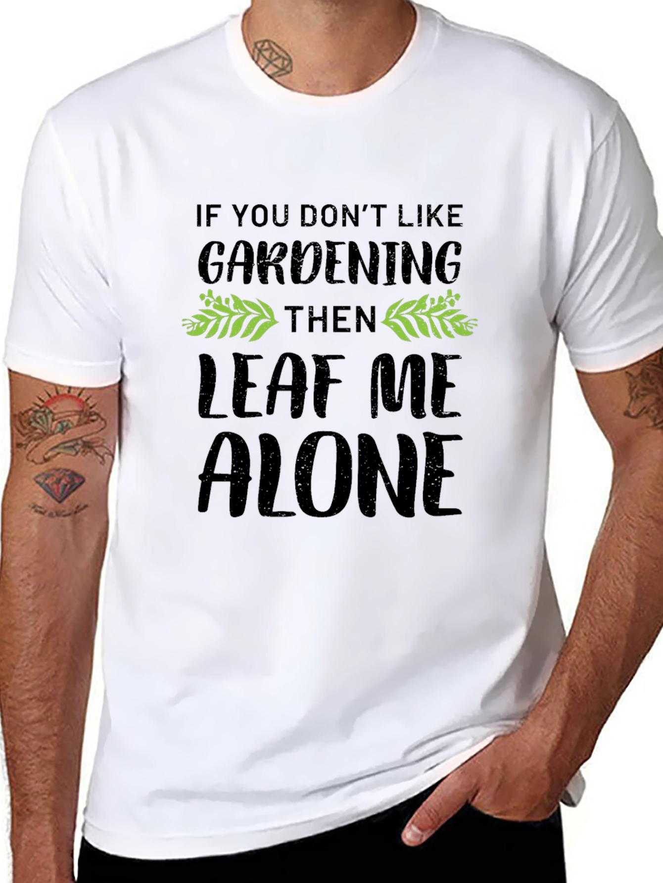 Gardening T-Shirt - Leaf Me Alone - Black