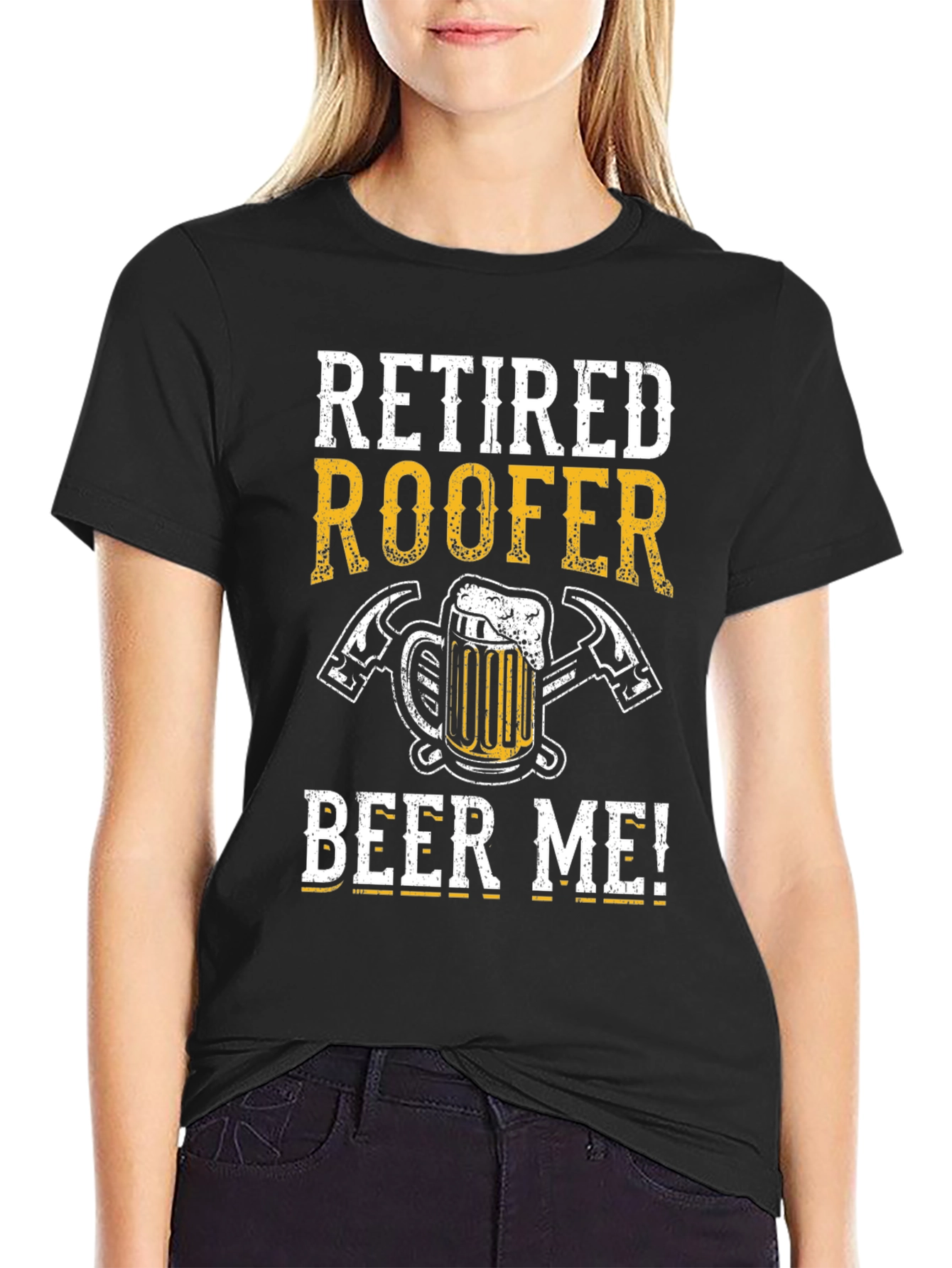 Retired Roofer Beer T-Shirt Funny Retirement Gift