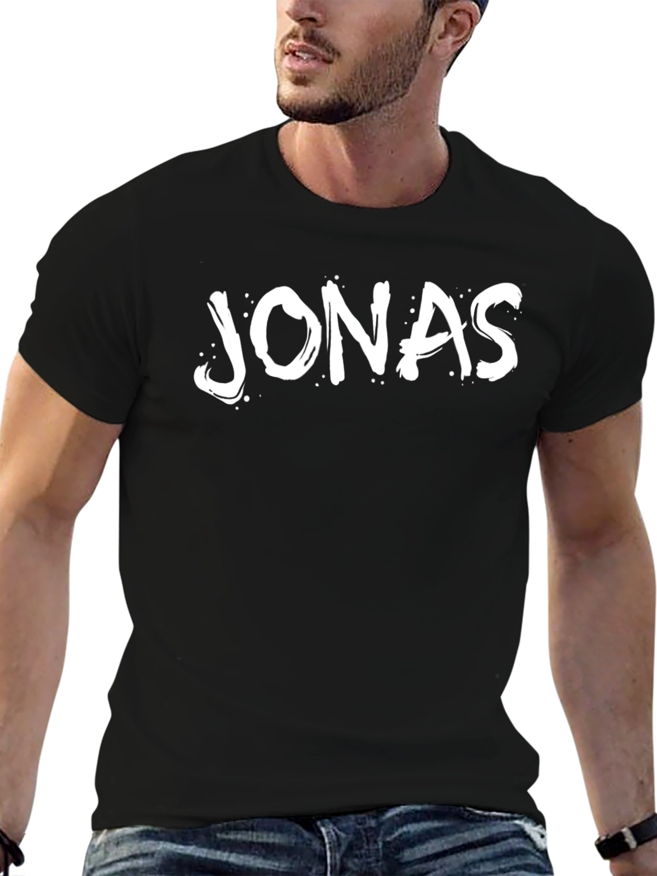 Jonas Personalized Black T-Shirt - Custom Name Tee