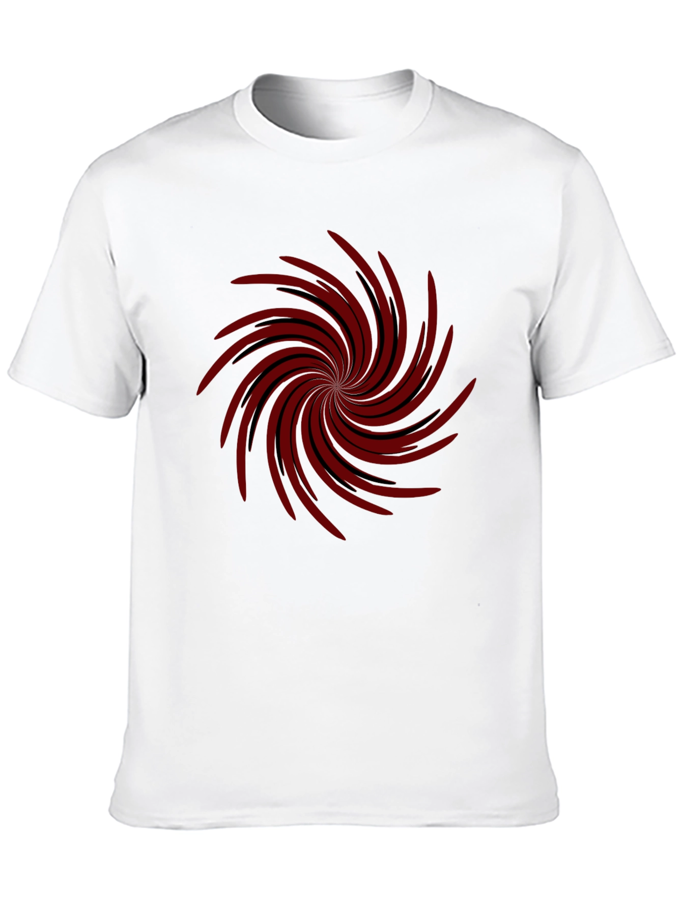 Mens Black T-shirt with Red Spiral Design