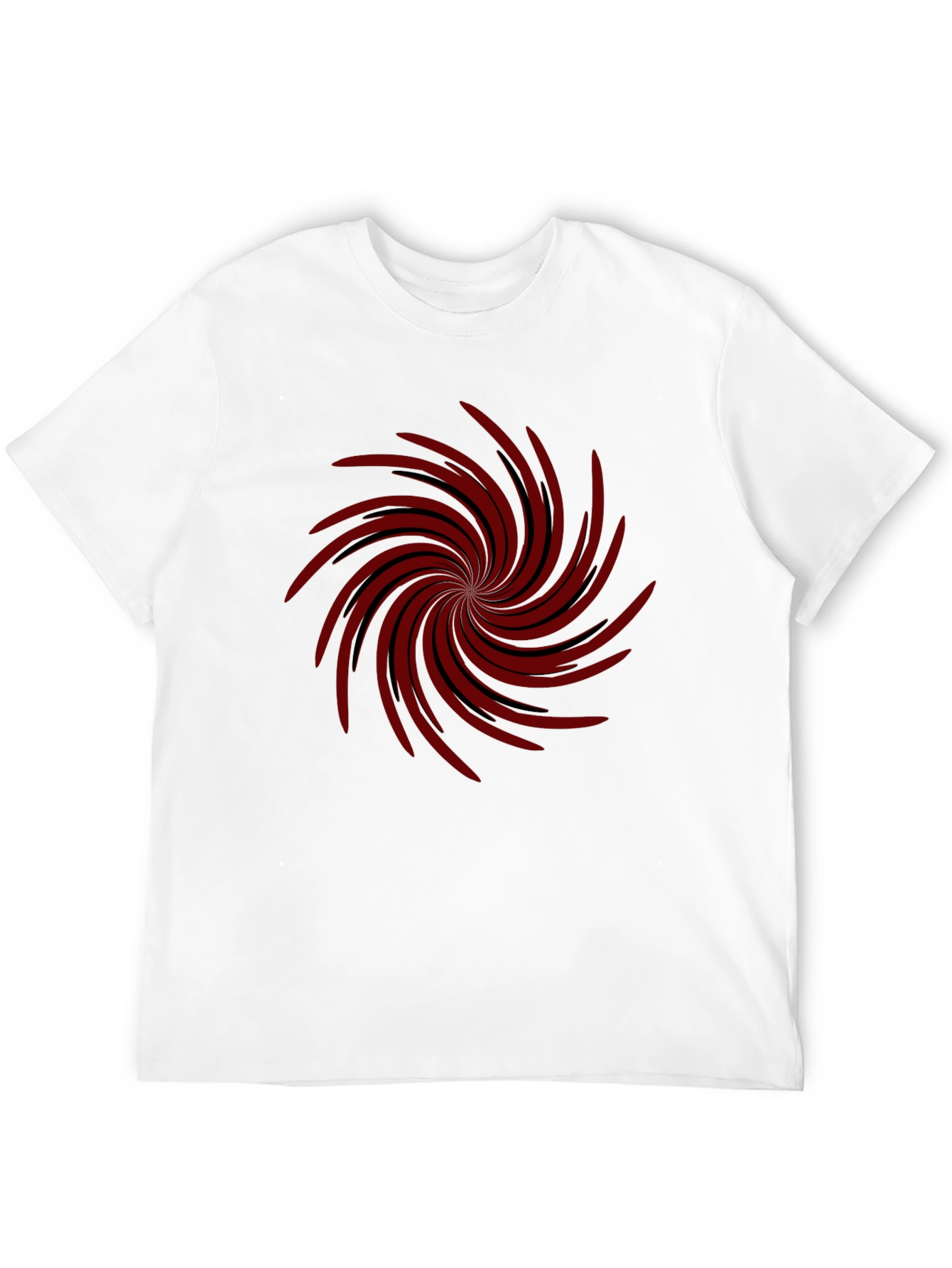Mens Black T-shirt with Red Spiral Design