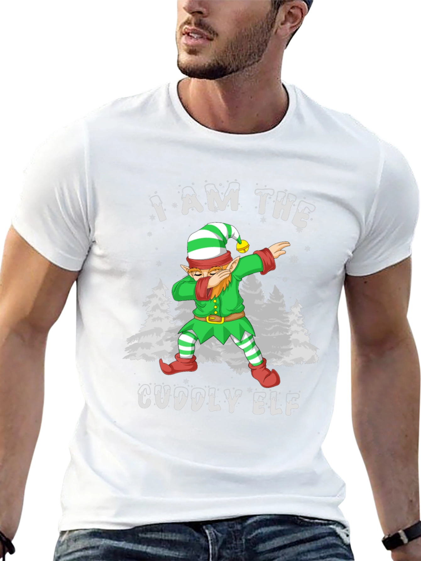 Cuddly Elf Christmas T-Shirt - Holiday Dab Design