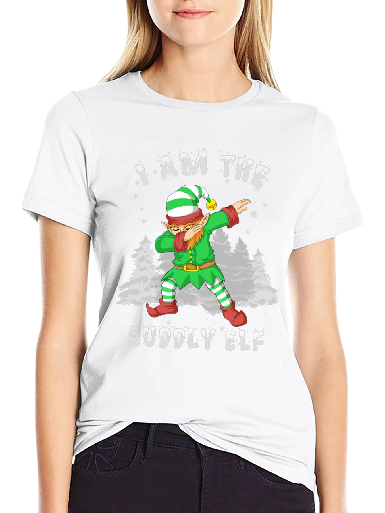Cuddly Elf Christmas T-Shirt - Holiday Dab Design