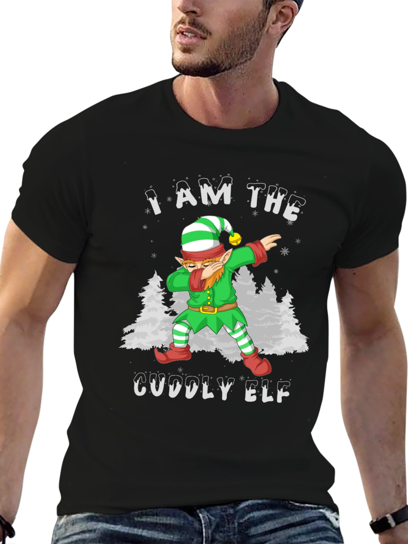 Cuddly Elf Christmas T-Shirt - Holiday Dab Design