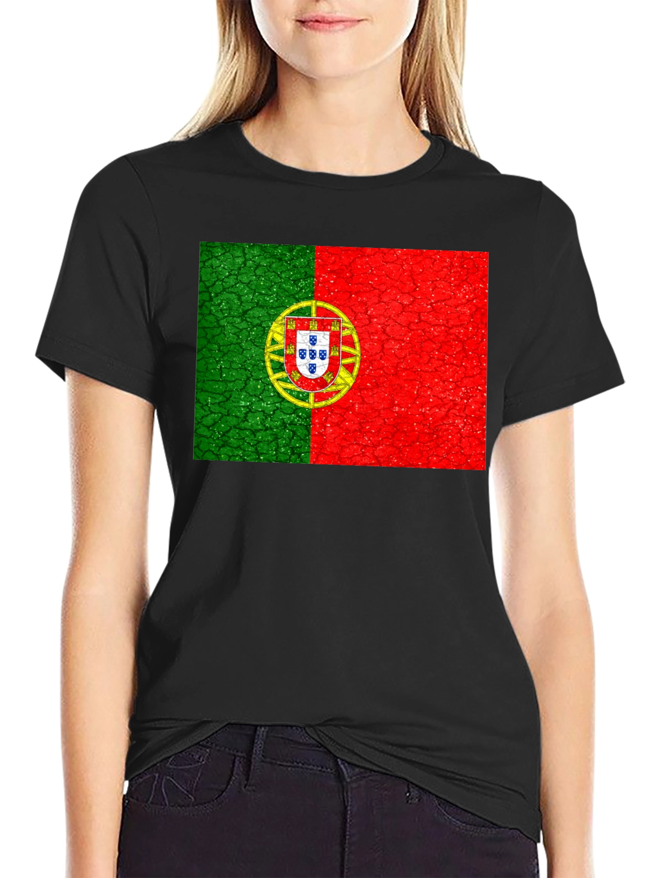 Portugal Flag Graphic T-Shirt - Black Tee