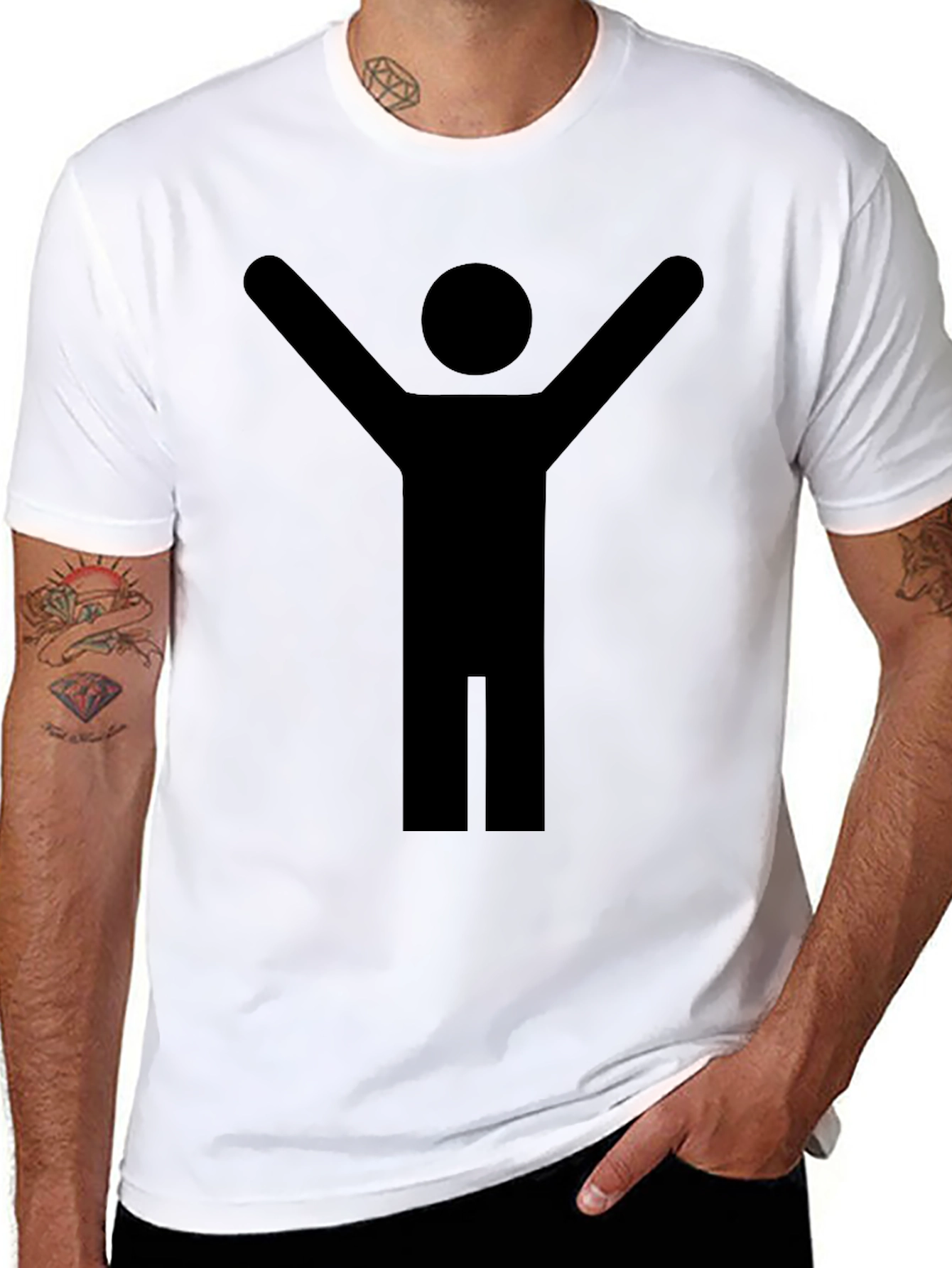 Stick Figure Celebration Black T-Shirt