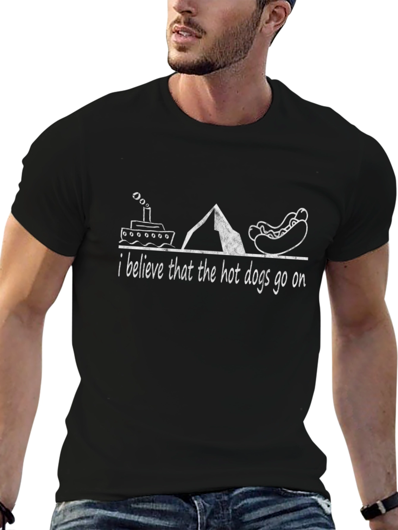 Titanic Hot Dog Graphic T-Shirt Funny Novelty Tee