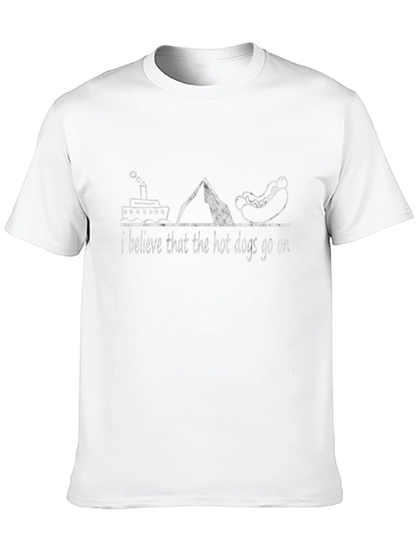 Titanic Hot Dog Graphic T-Shirt Funny Novelty Tee