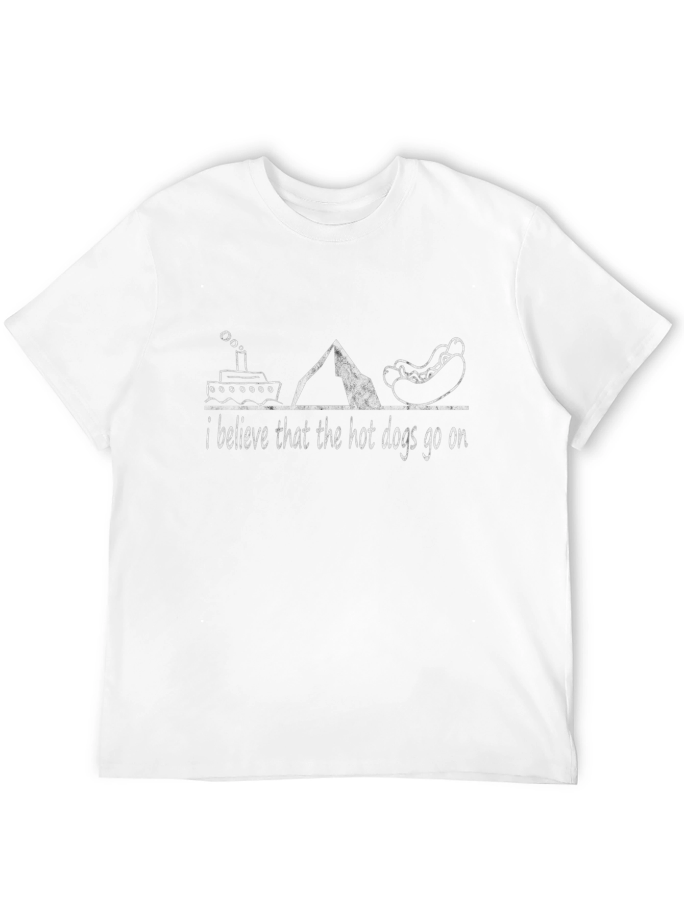 Titanic Hot Dog Graphic T-Shirt Funny Novelty Tee