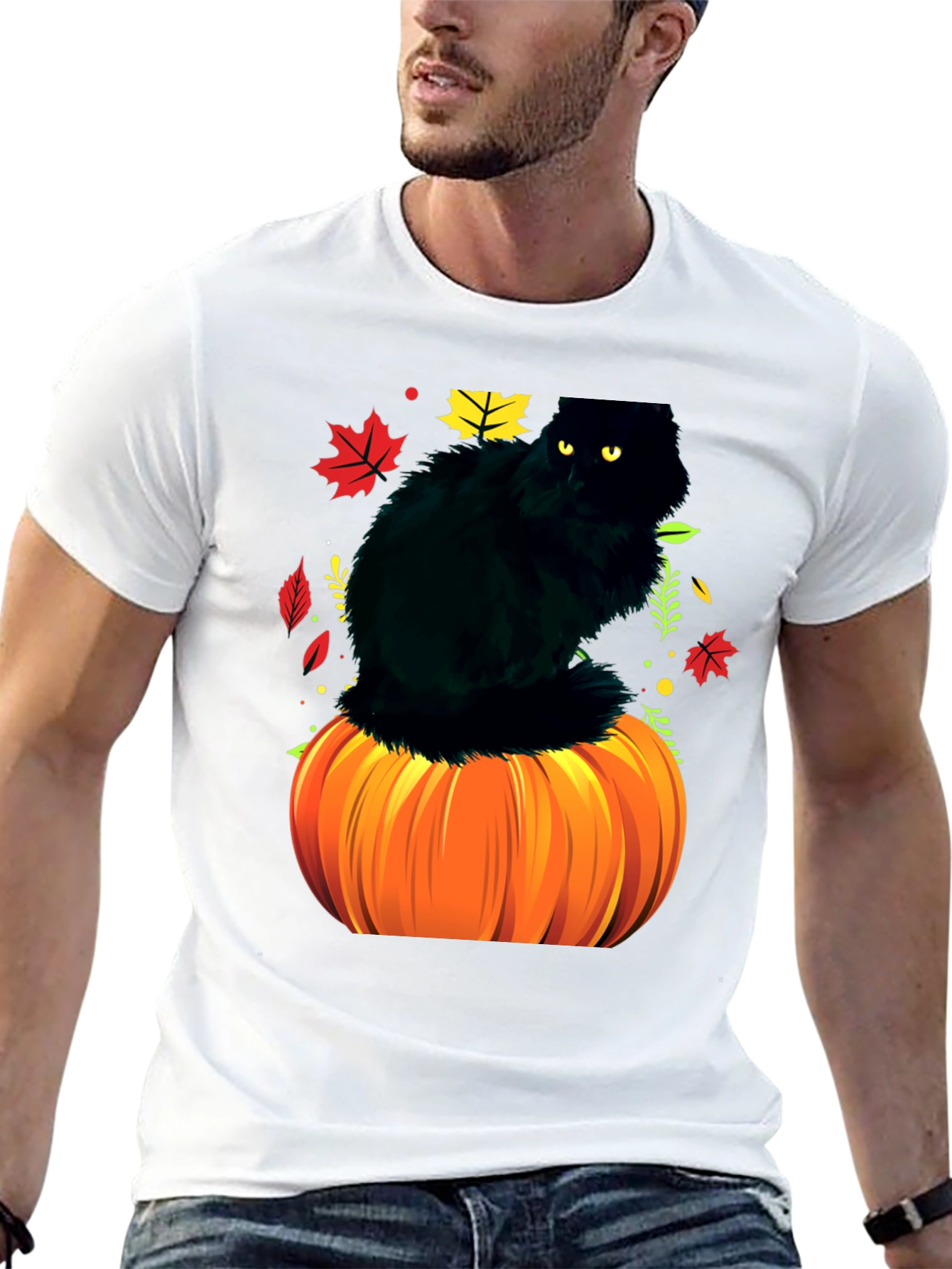 Halloween Cat Pumpkin T-Shirt