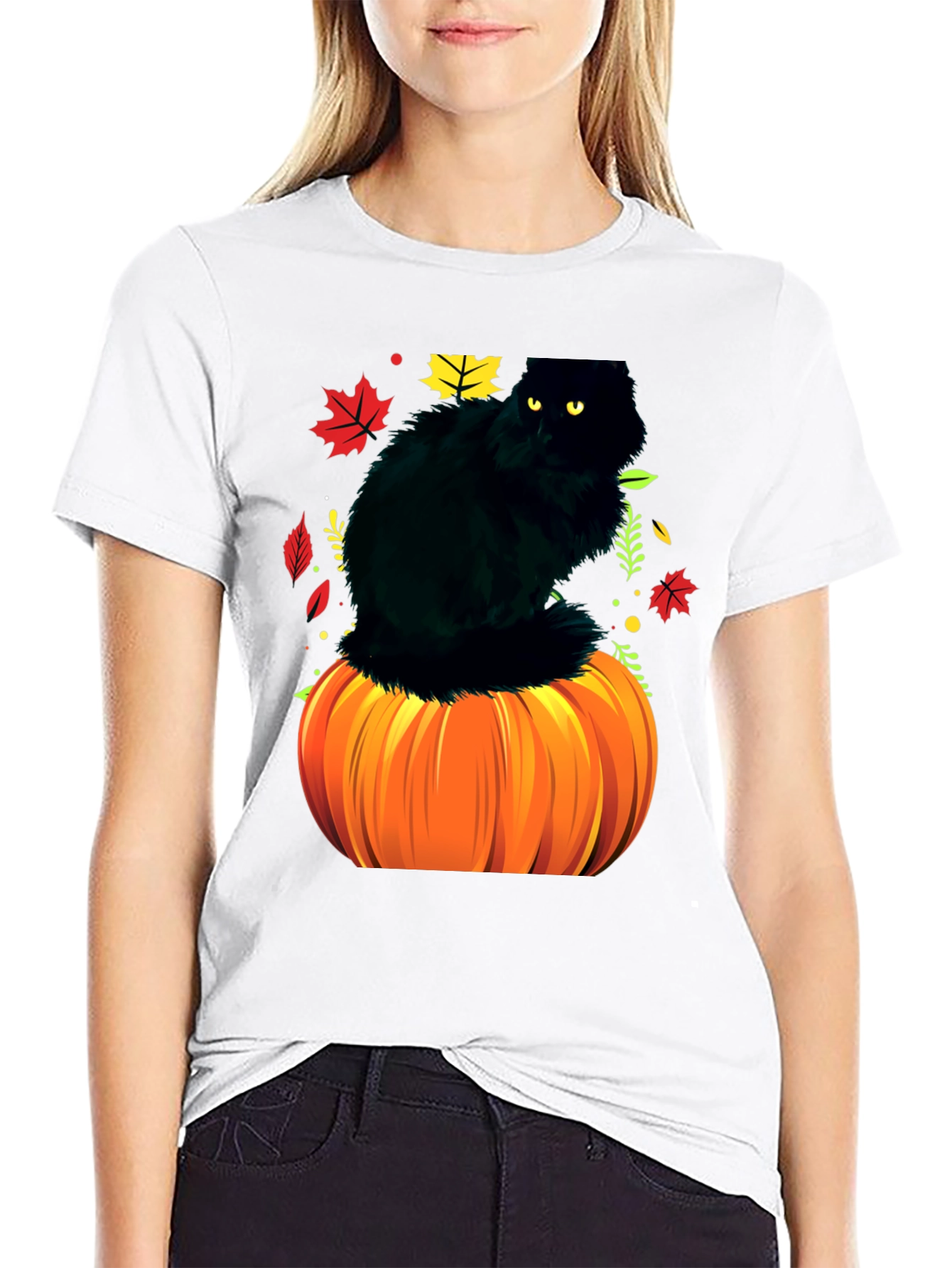Halloween Cat Pumpkin T-Shirt