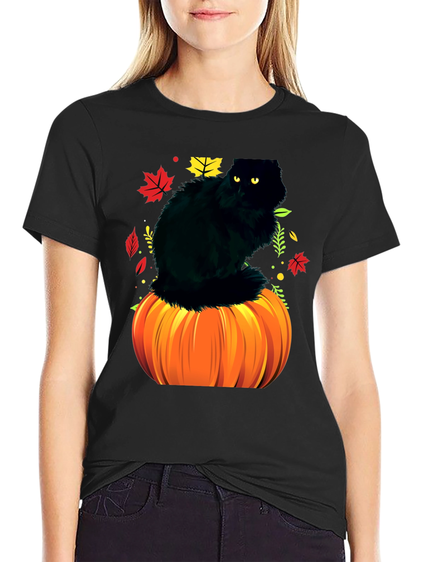 Halloween Cat Pumpkin T-Shirt