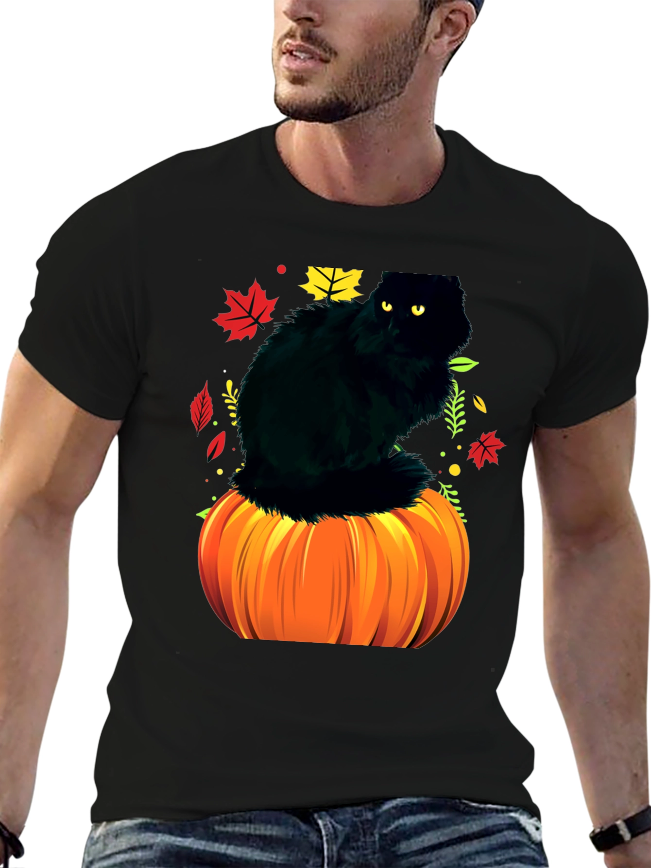 Halloween Cat Pumpkin T-Shirt
