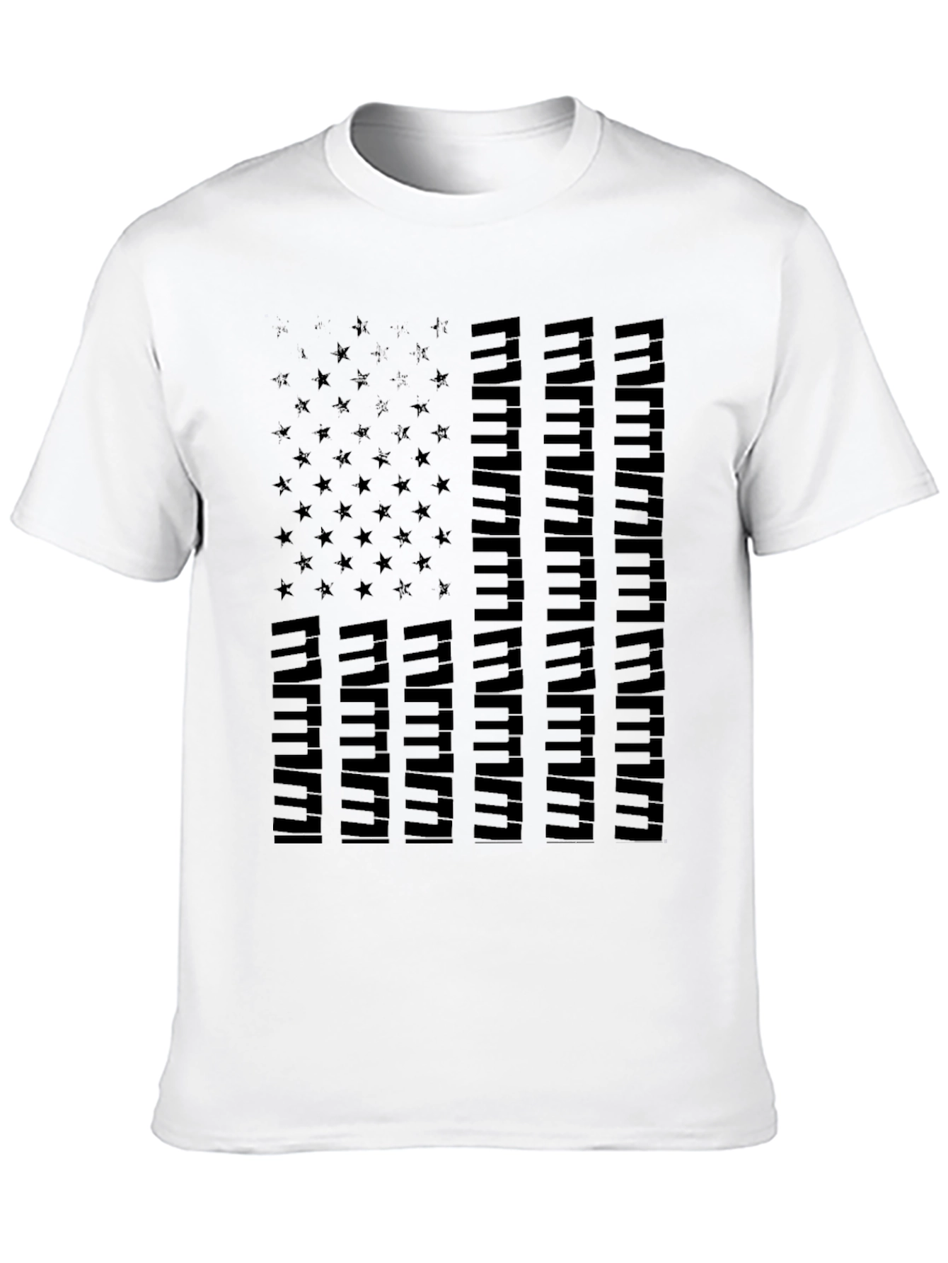 Piano Keys USA Flag Graphic Tee - Black