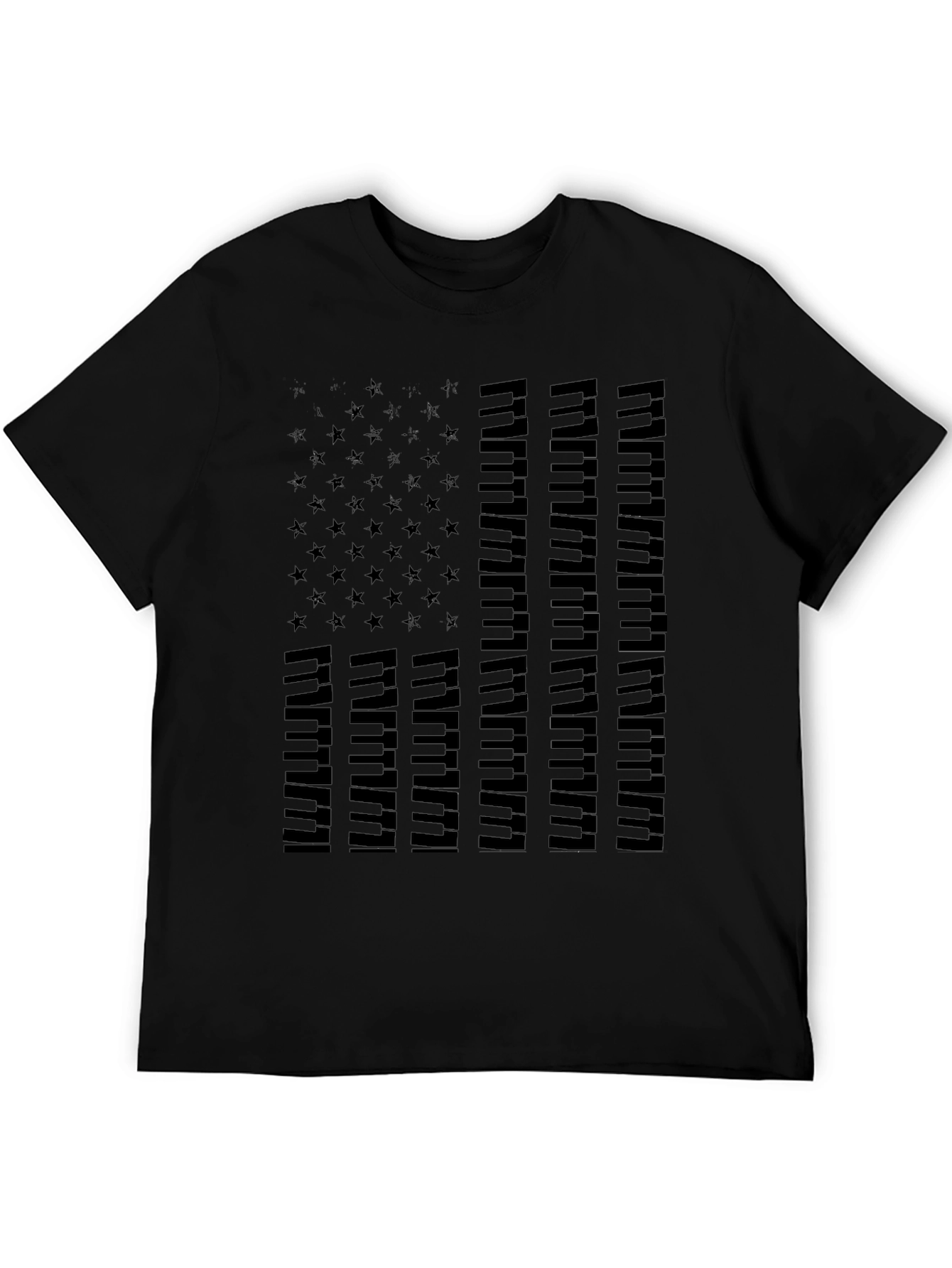 Piano Keys USA Flag Graphic Tee - Black