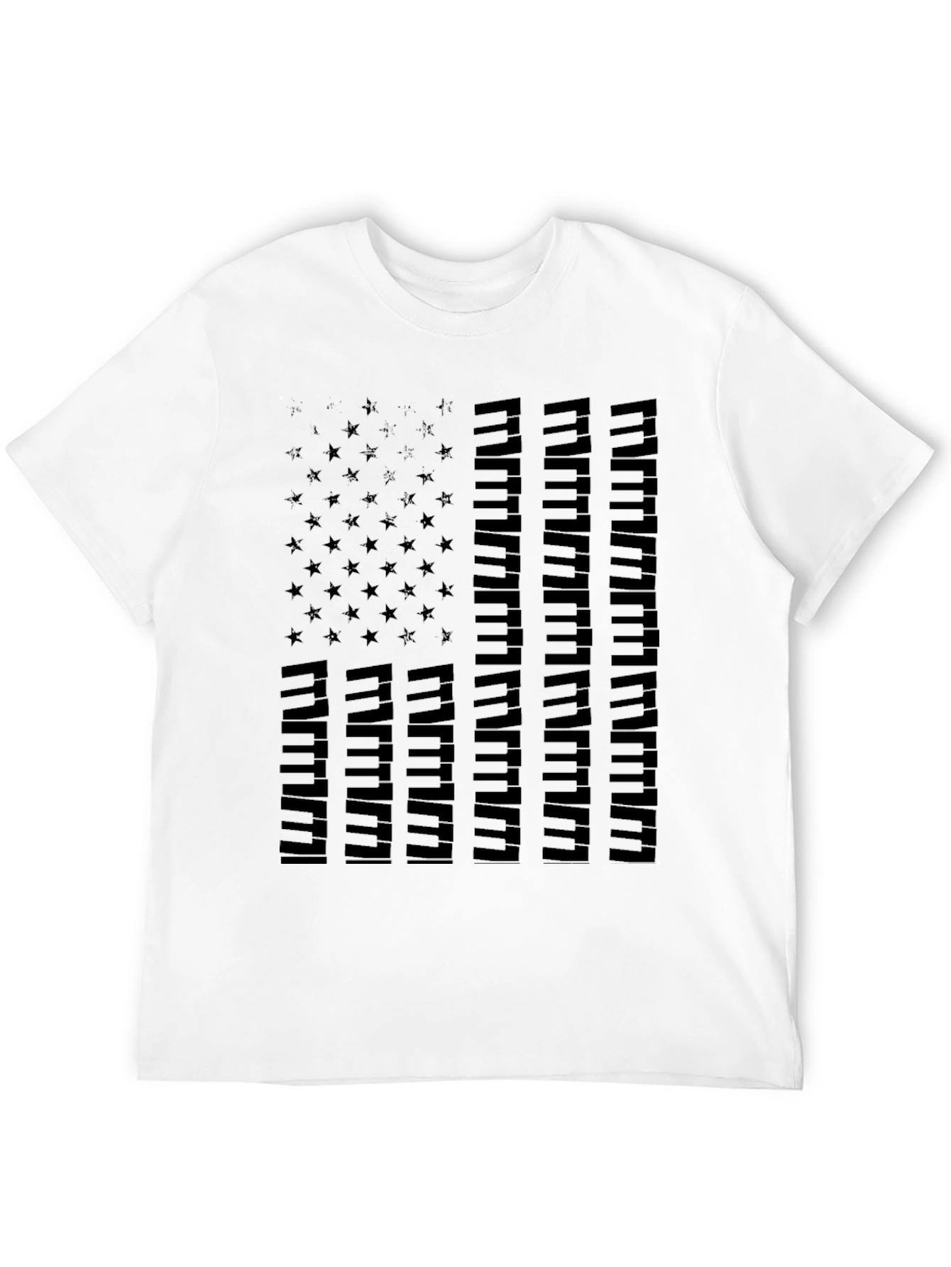 Piano Keys USA Flag Graphic Tee - Black