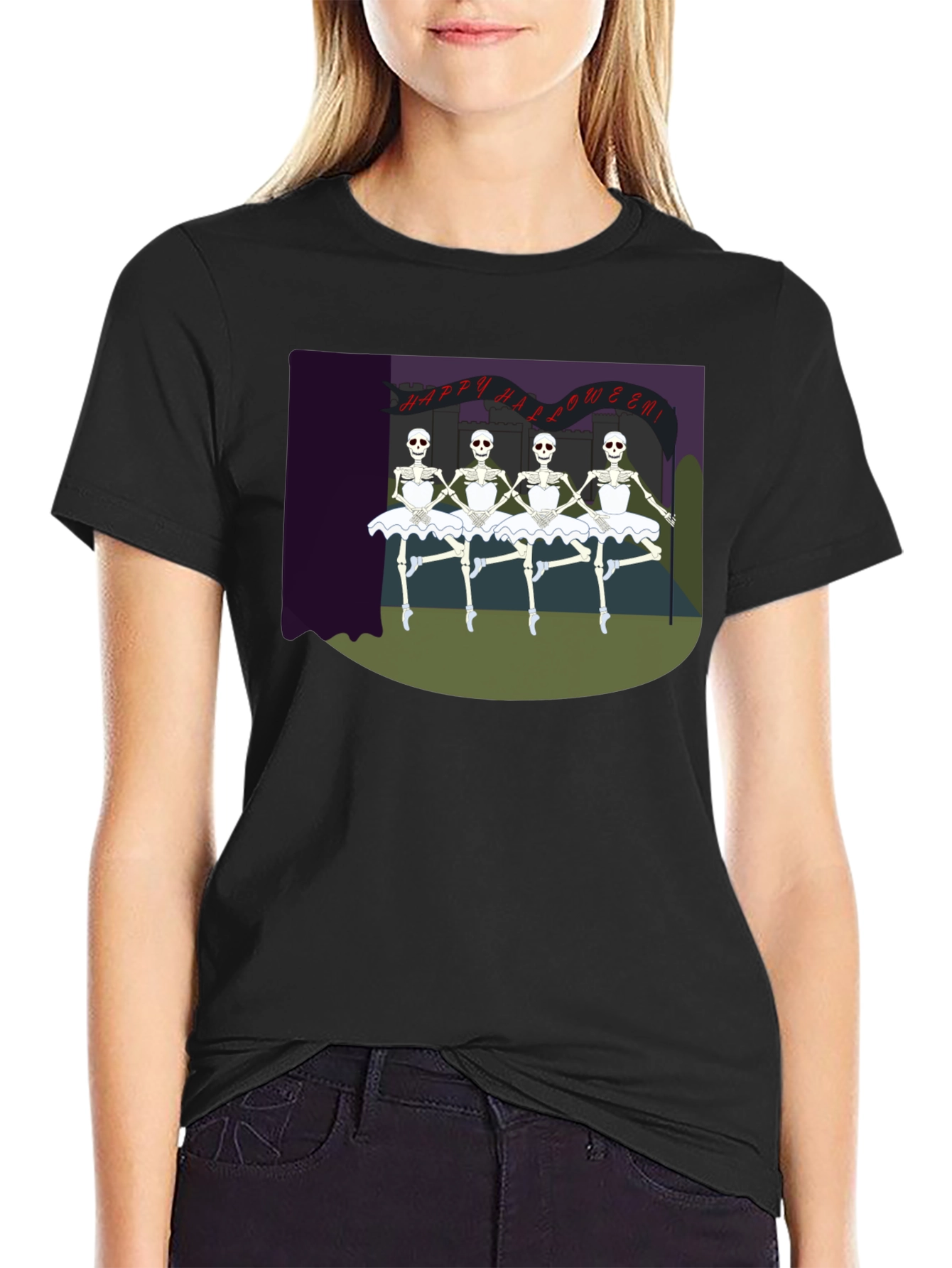 Skeleton Ballerina Halloween T-Shirt