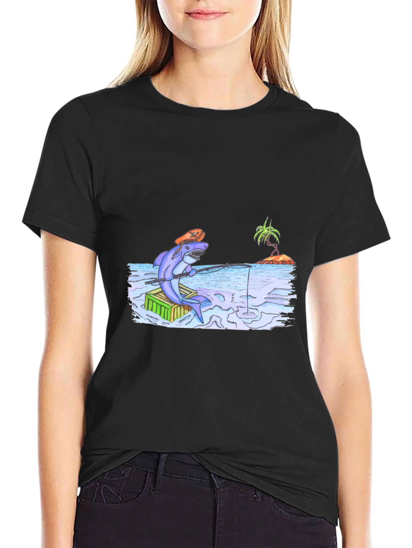 Shark Fisherman Graphic T-Shirt