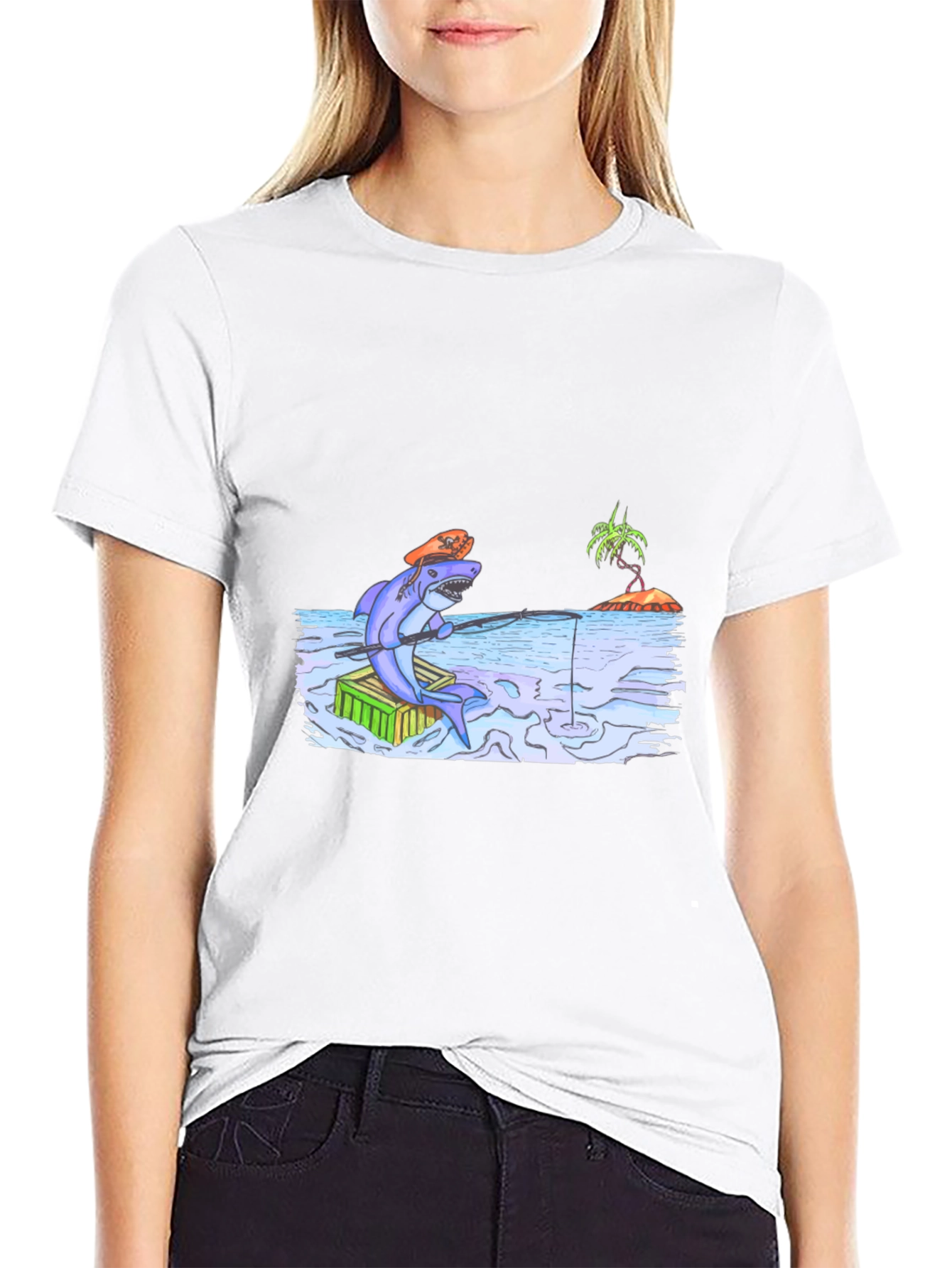 Shark Fisherman Graphic T-Shirt