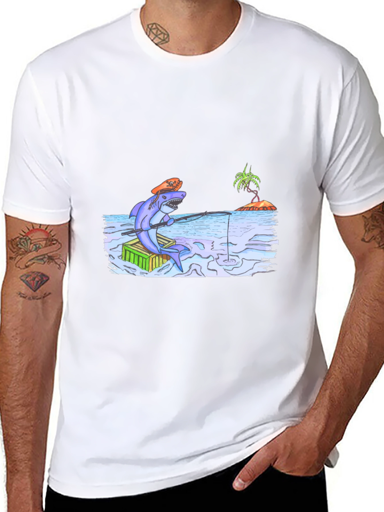 Shark Fisherman Graphic T-Shirt